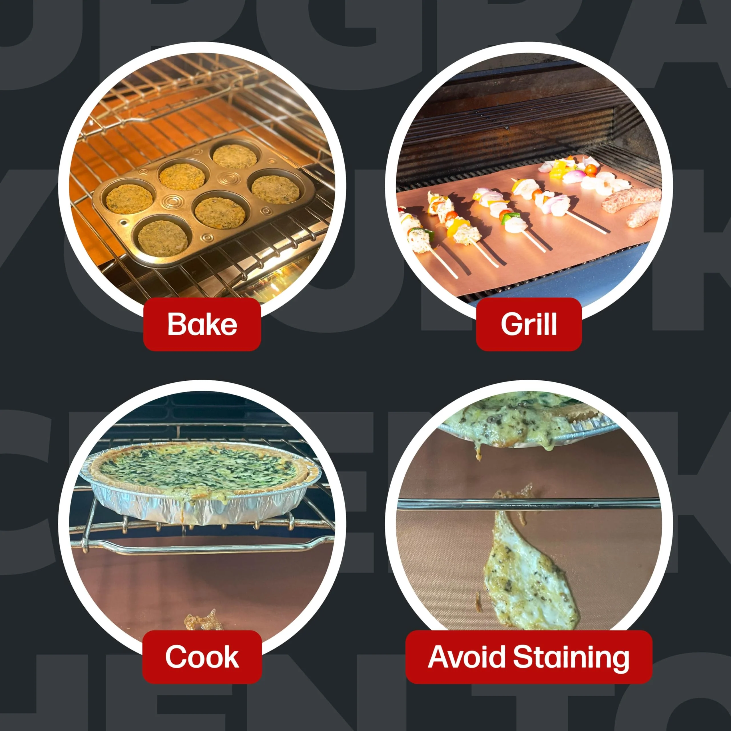 Cooks Innovations Non-Stick Oven Protector Mat - 2 Heavy Duty Nonstick Rack Liners to Protect Convection, Electric, Gas & Microwave Ovens - BPA & PFOA Free Heat Resistant Baking Mat - Image 3