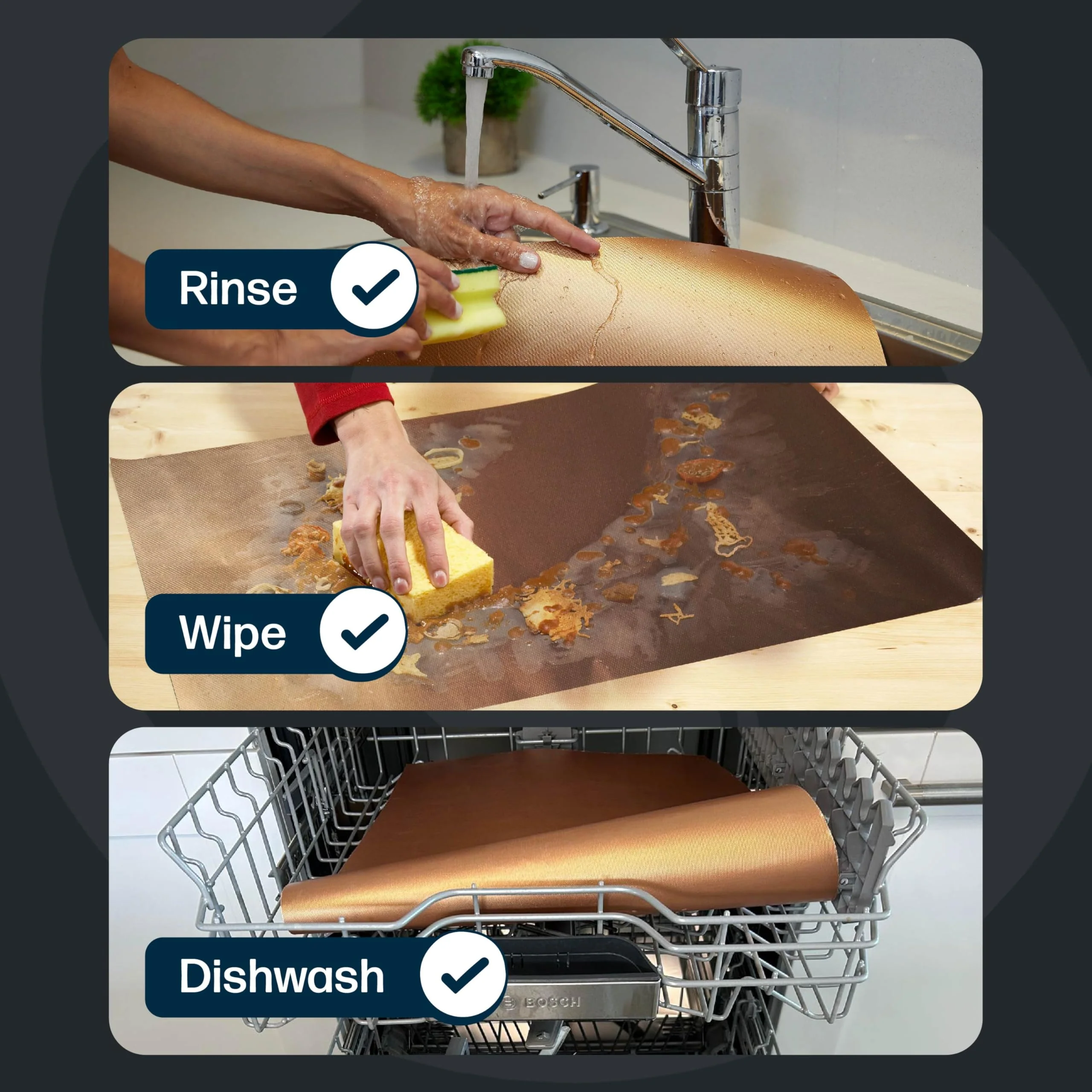Cooks Innovations Non-Stick Oven Protector Mat - 2 Heavy Duty Nonstick Rack Liners to Protect Convection, Electric, Gas & Microwave Ovens - BPA & PFOA Free Heat Resistant Baking Mat - Image 4