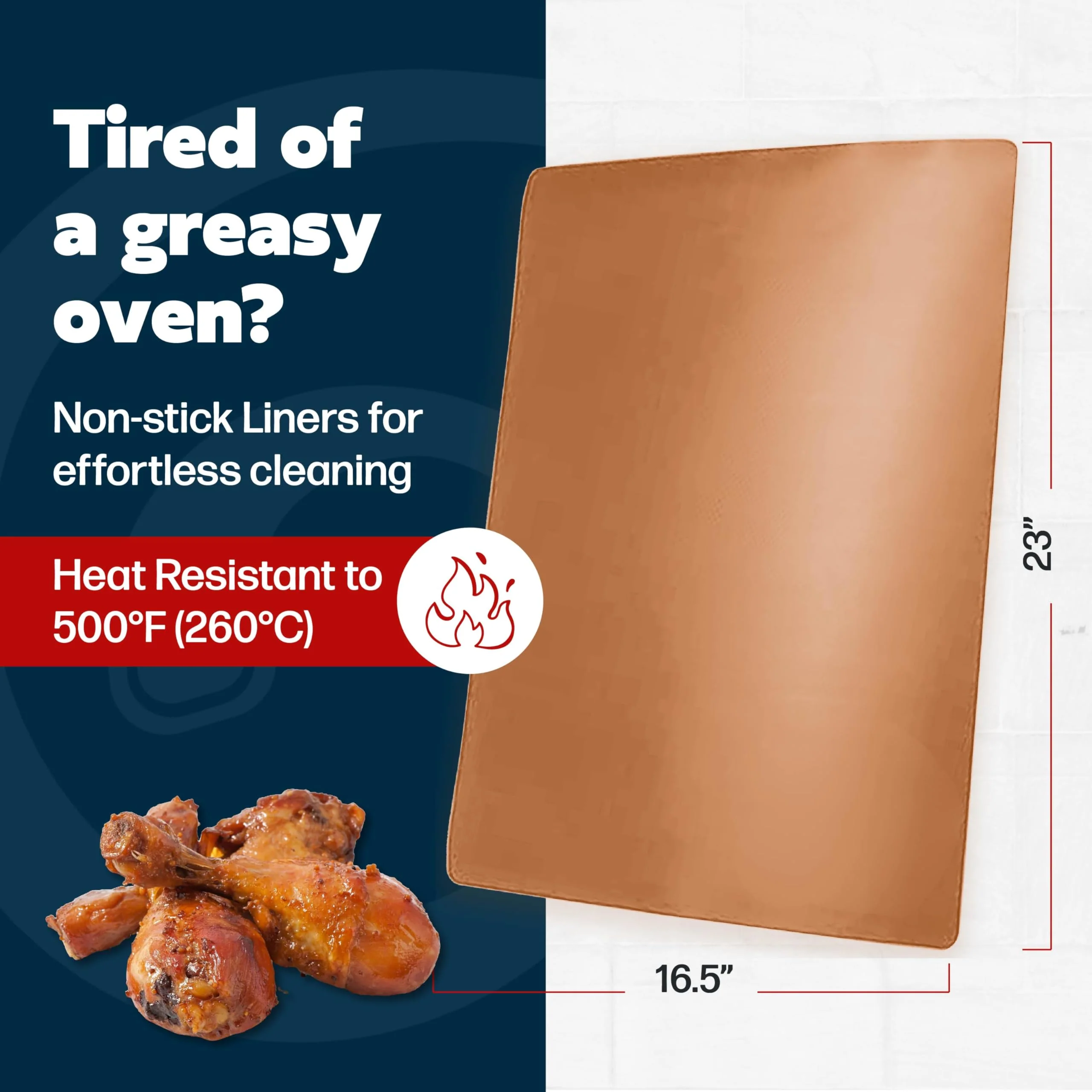 Cooks Innovations Non-Stick Oven Protector Mat - 2 Heavy Duty Nonstick Rack Liners to Protect Convection, Electric, Gas & Microwave Ovens - BPA & PFOA Free Heat Resistant Baking Mat - Image 5