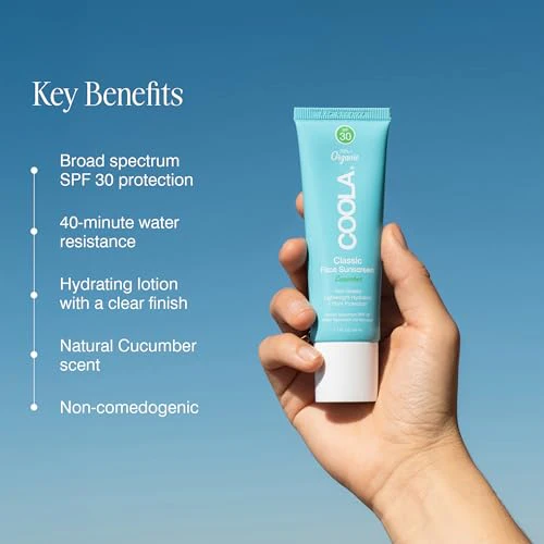 COOLA Organic Face Sunscreen SPF 30 Sunblock Lotion, Dermatologist Tested Skin Care for Daily Protection, Vegan and Gluten Free, Cucumber, 1.7 Fl Oz - Image 4