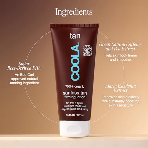 COOLA Organic Sunless Self Tanner Body Firming Lotion, Dermatologist Tested Anti-Aging Skin Care, Vegan and Non-GMO, Piña Colada, 6 Fl Oz - Image 2