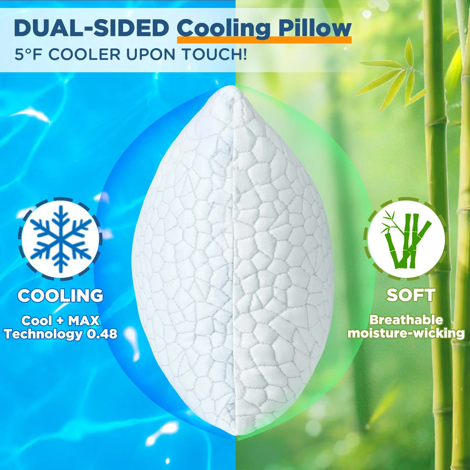 Cooling Pillow Queen Size Set of 2, Adjustable Shredded Memory Foam Pillows, Luxury Bed Pillows for Sleeping 2 Pack,Soft Yet Supportive Firm Pillow for Side,Back,Stomach Sleepers,Gifts for Hot Sleeper - Image 10