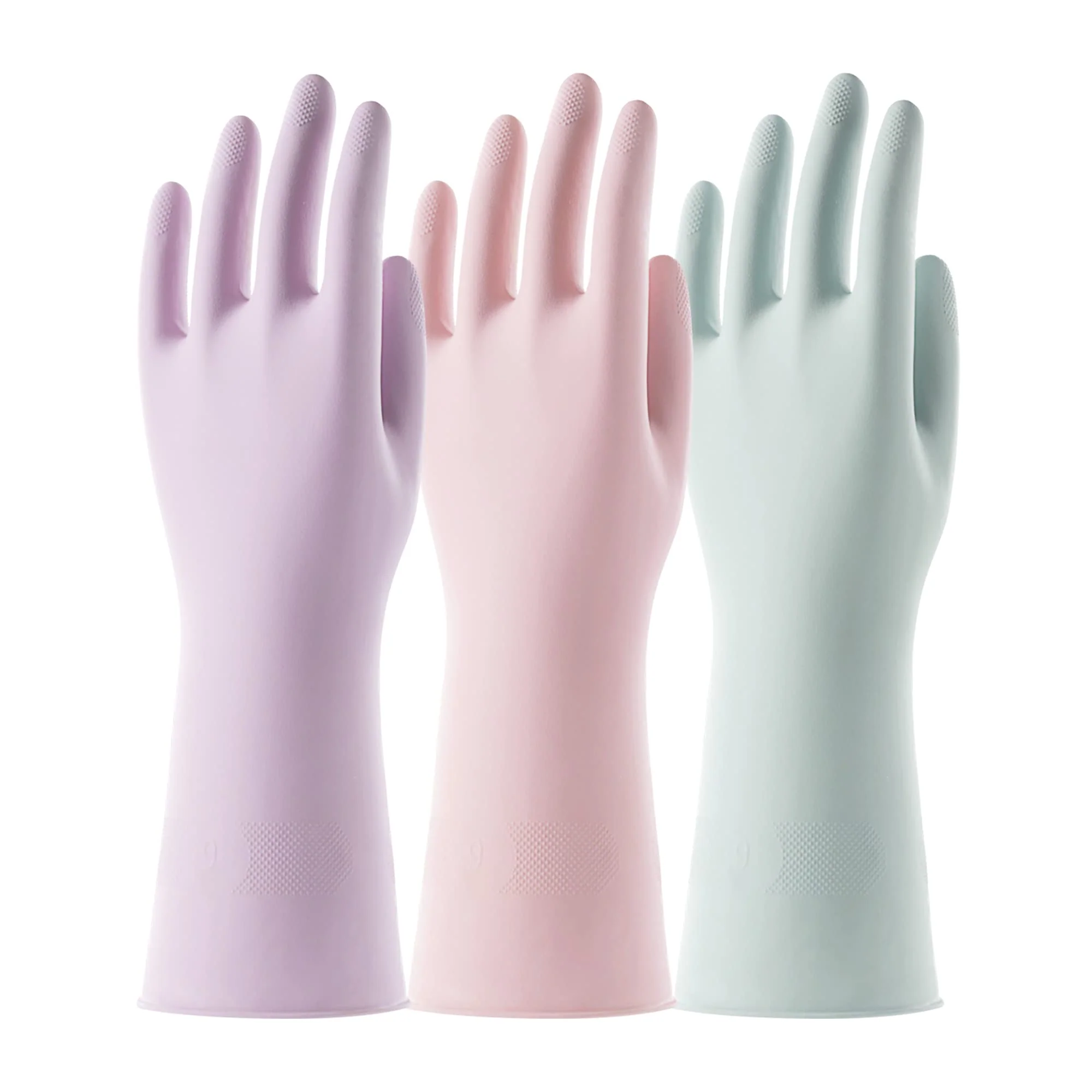 COOLJOB 3 Pairs Yellow Reusable Rubber Gloves for Dishwashing - Cleaning and Kitchen Household Uses - Grippy Latex with Flocked Cotton Liner - Water Resistant - Small