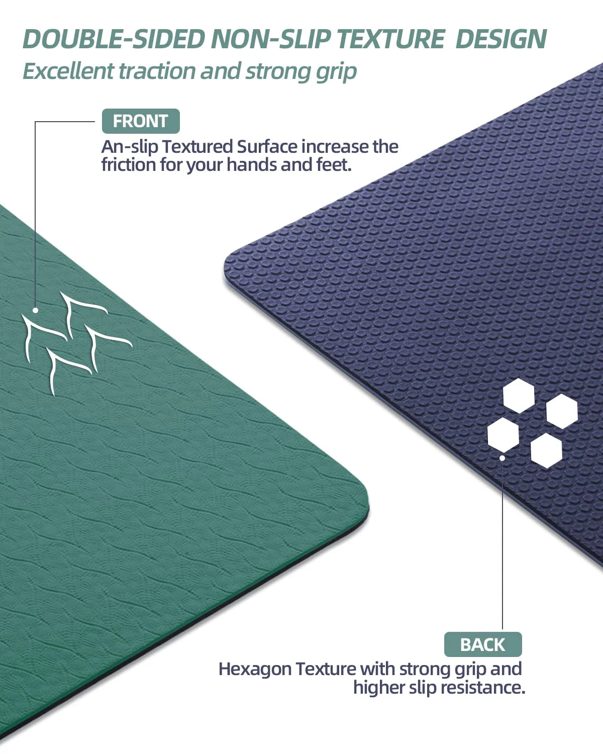 COOLMOON Yoga Mat Non Slip, Anti-Tear 1/4 Thick TPE Yoga Mats for Women and Men, 72"x24" Exercise & Fitness Mat with Carrying Strap, Workout Mats for Yoga, Pilates and Floor Exercise - Image 7