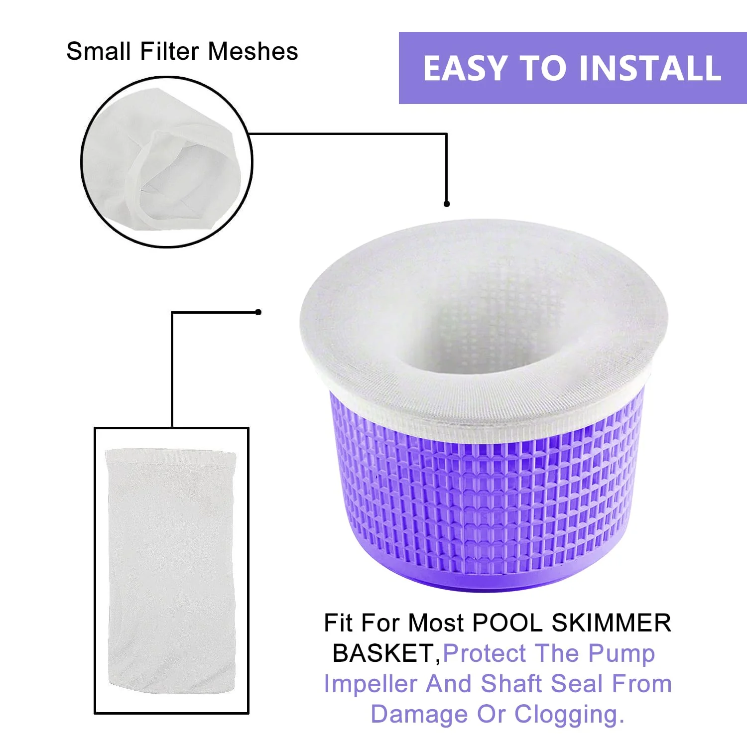 Coopache 60-Pack of Pool Skimmer Socks - Filters Baskets, Skimmers Cleans Debris and Leaves for In-Ground and Above Ground Pools - Image 7