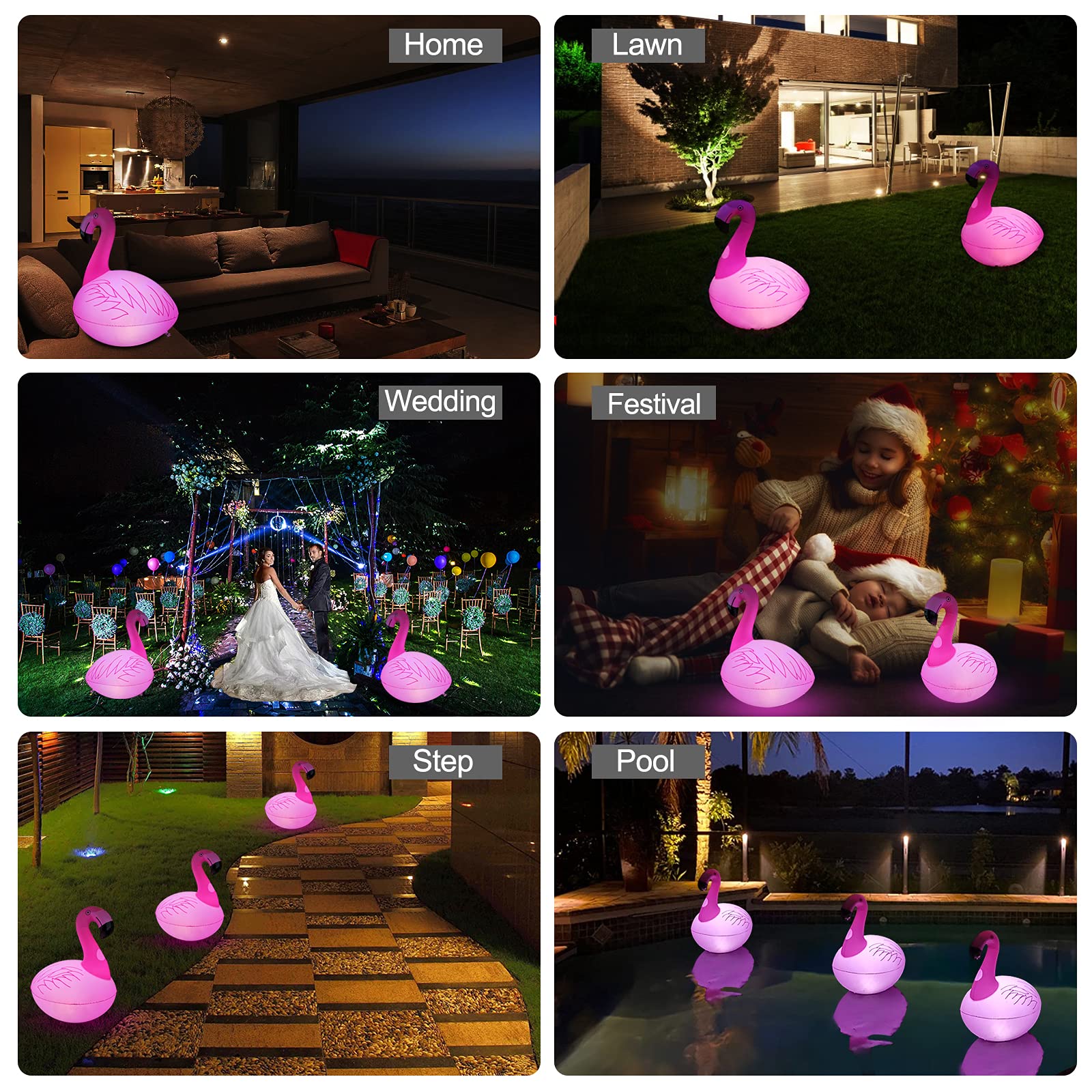 Cootway Flamingo Floating Pool Lights, Waterproof Inflatable Solar Pool Lights for Swimming Pool, Outdoor LED Glow Floating Light for Beach, Garden Backyard, Patio Lawn, Hot tub Decor (1 Piece) - Image 5