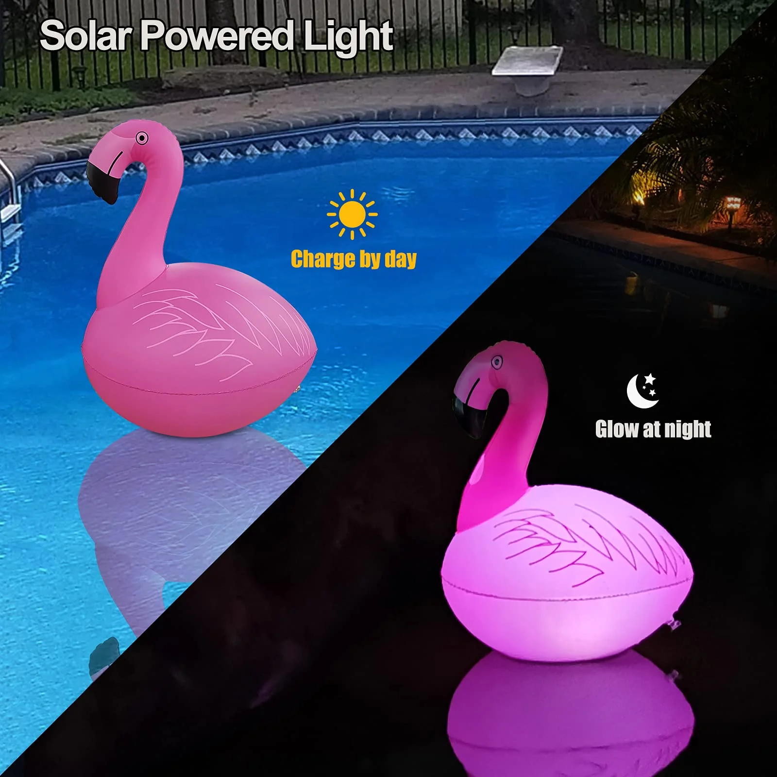 Cootway Flamingo Floating Pool Lights, Waterproof Inflatable Solar Pool Lights for Swimming Pool, Outdoor LED Glow Floating Light for Beach, Garden Backyard, Patio Lawn, Hot tub Decor (1 Piece) - Image 7