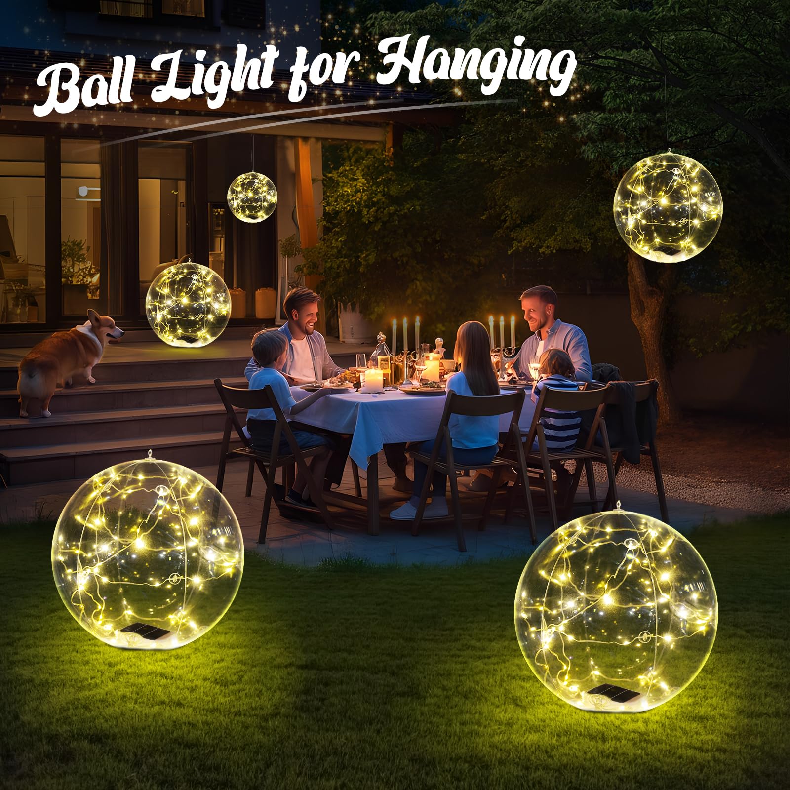 Cootway Floating Pool Lights, 15 Inch Warm White Solar Pool Light that Float, IP68 Waterproof Inflatable Light Up Pool Balls, Float or Hang Solar Floating Lights for Pool, Wedding, Party Decor - 2PC - Image 3