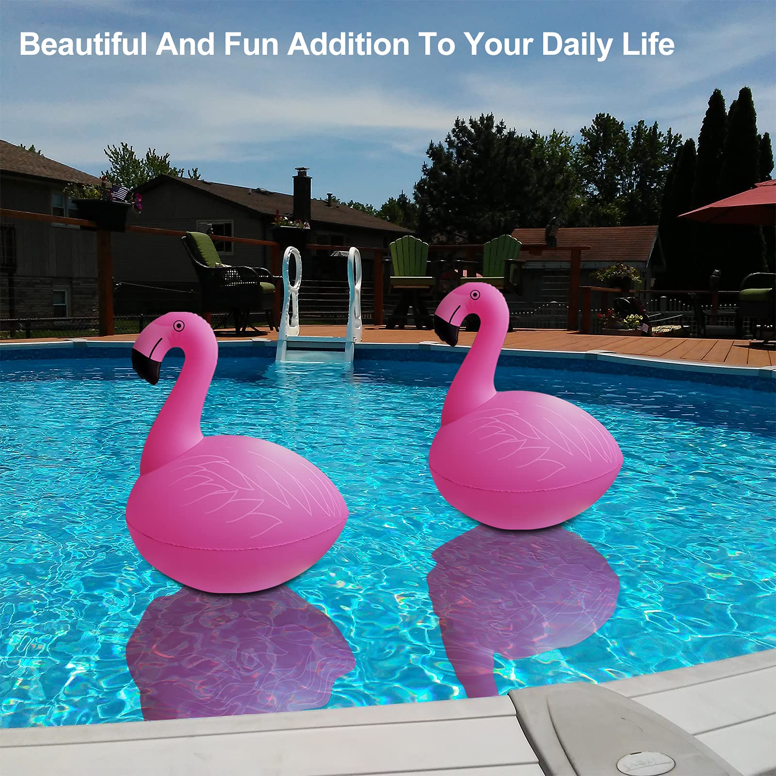 Cootway Floating Pool Lights Pack of 2, Solar Flamingo Pool Lights Waterproof, Glow in The Dark Solar Floating Pool Lights, Inflatable Floating Lights for Pool Wedding Party Decorations - Image 3
