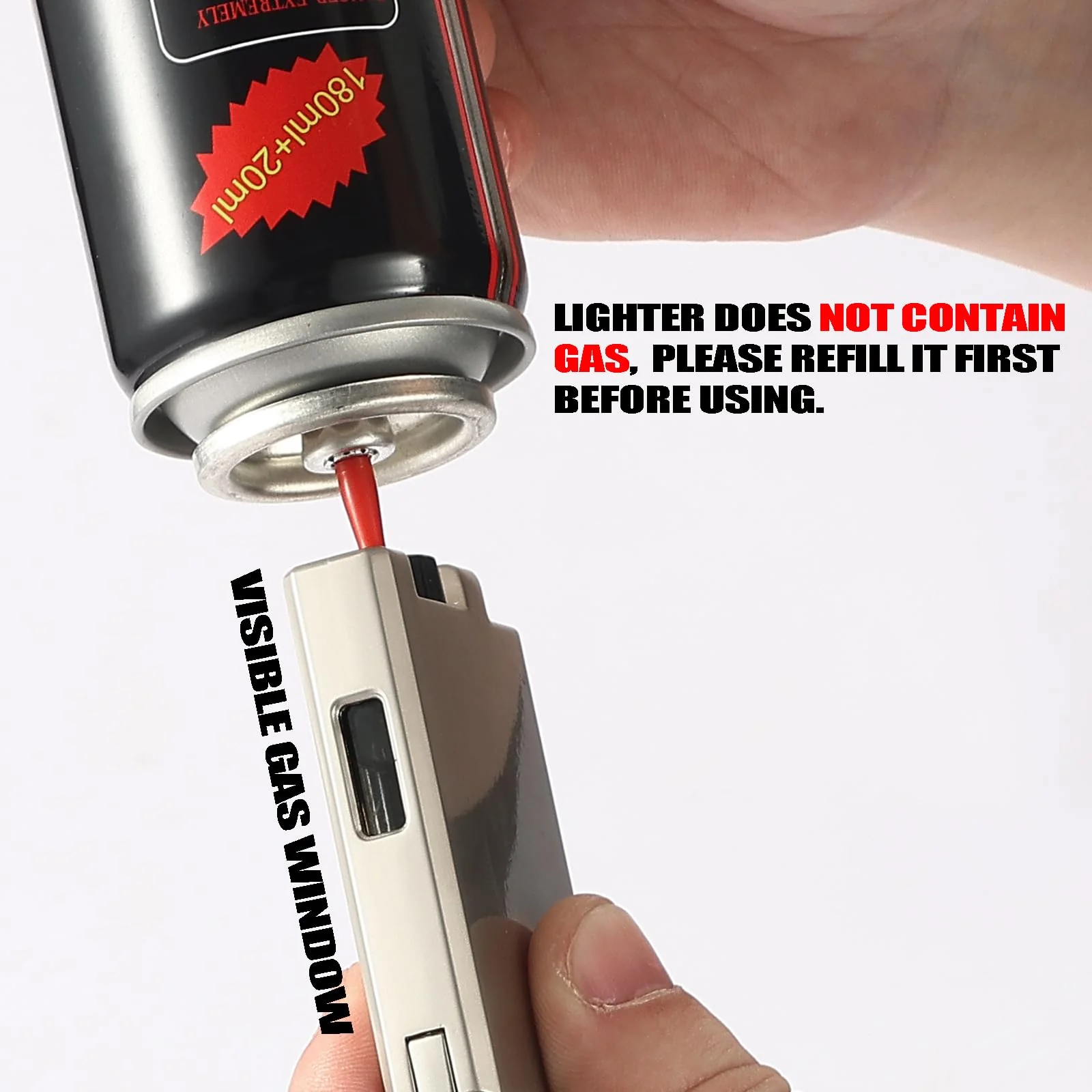 Copmotds Refillable Butane Torch Lighter with Keyhole and Visible Window, 2 Pack Adjustable Pocket Lighter and Perfect for Men, 1-Year Warranty, Great Gift Idea! Without Gas(Brushed Silver) - Image 2
