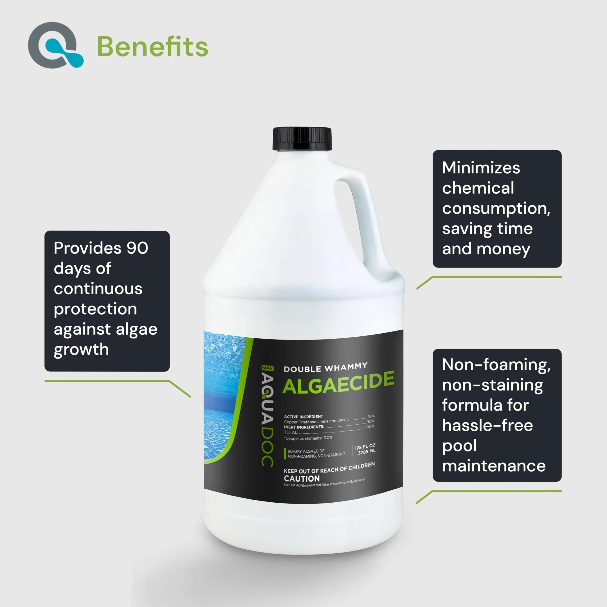 Copper Pool Algaecide for Swimming Pools - 128 oz - 90 Day Algaecide for Inground & Above Ground Pools, Helps Prevent & Remove Green, Mustard, Blue, Black Algae - AquaDoc - Image 7