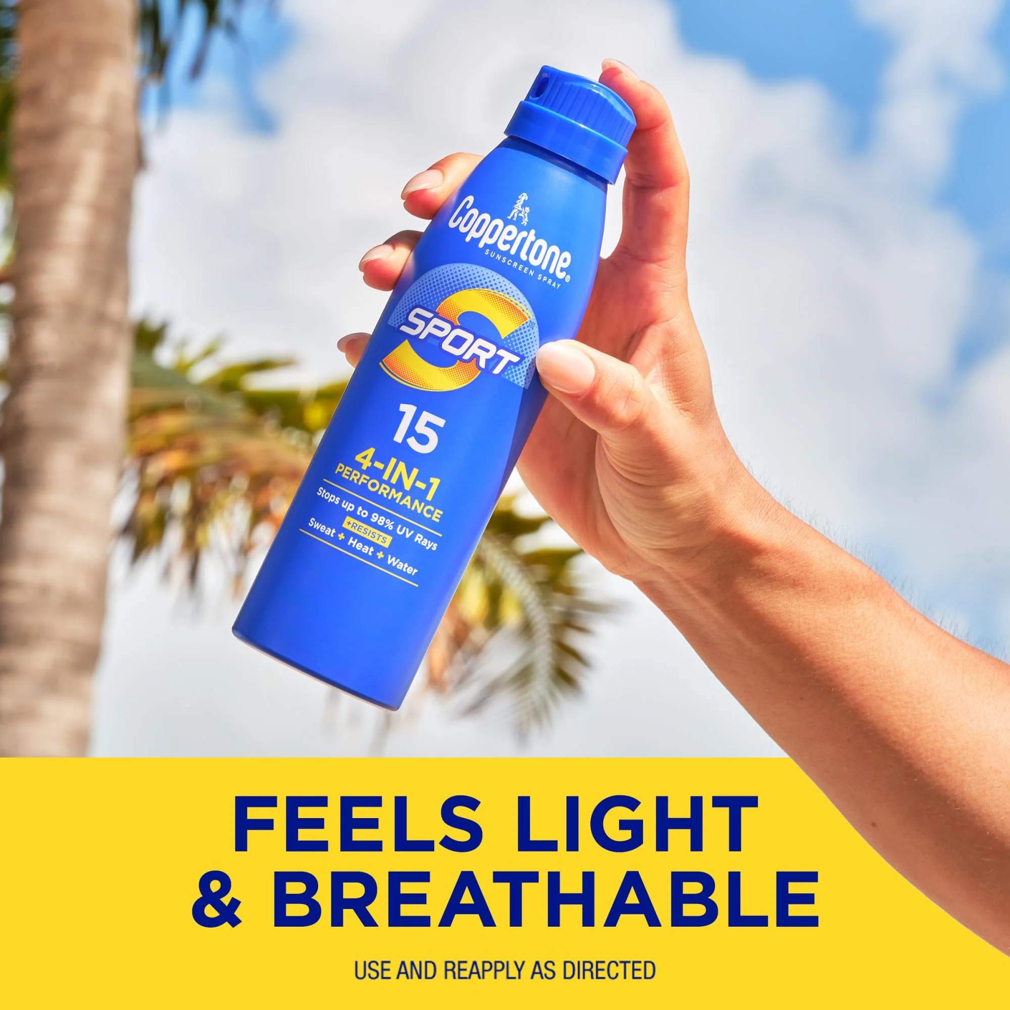 Coppertone Sport Sunscreen Spray, Broad Spectrum SPF 15 Water Resistant Spray Sunscreen, 5.5 Oz, Pack of 3 - Image 6