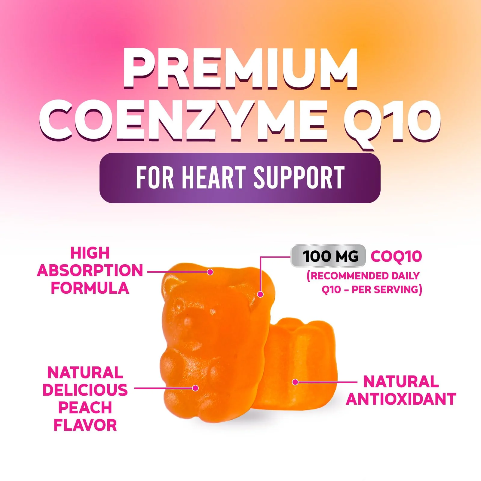 CoQ10 Gummies 100mg Per Serving - 3X Strength, High Absorption, Antioxidant Supplement for Heart Health Support & Energy Production, Ultra Coenzyme Q10 Vitamins, Coq 10 Supplements - 120 Gummies - Image 8