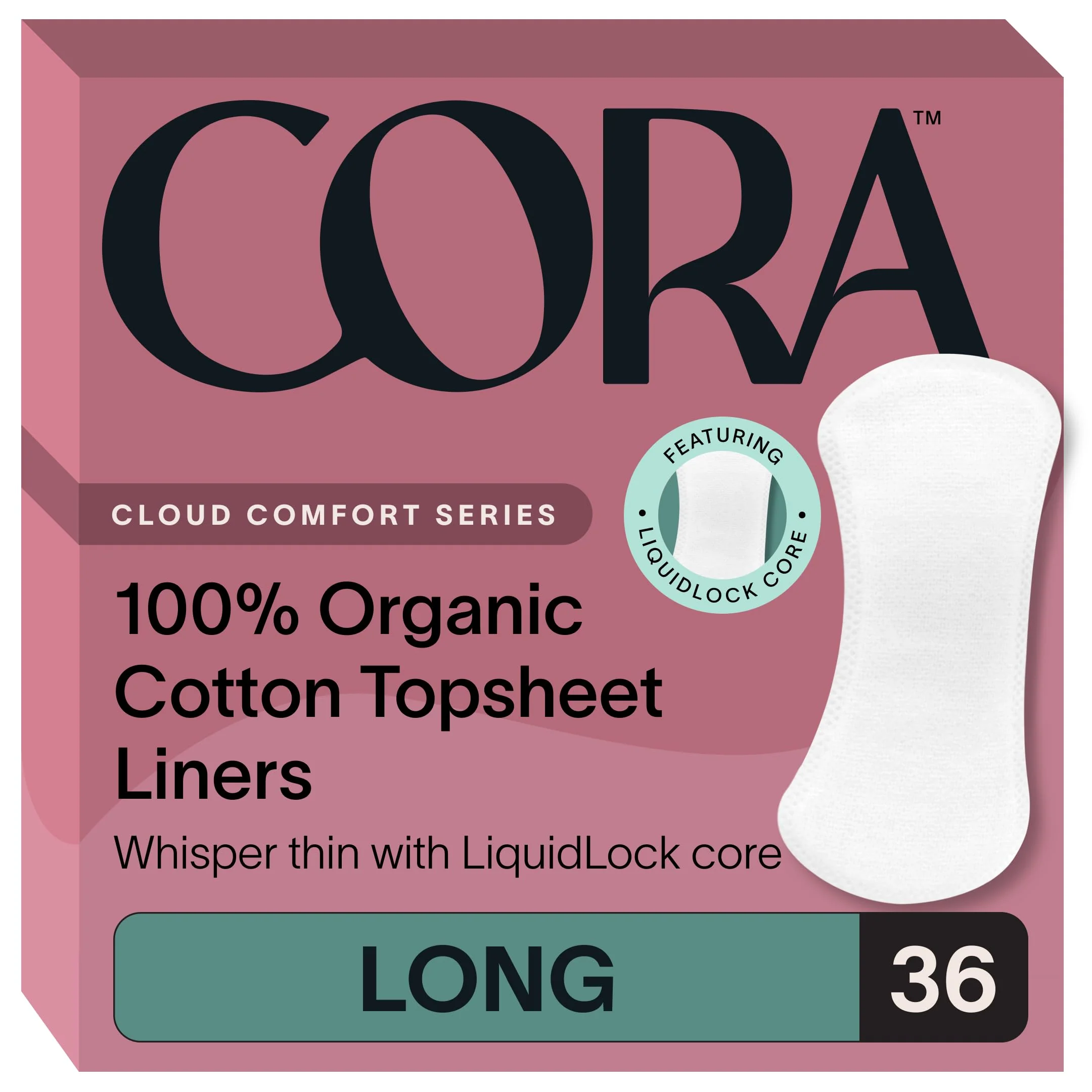 Cora 100% Organic Cotton Topsheet Period Liners (84 Regular Period Liners)