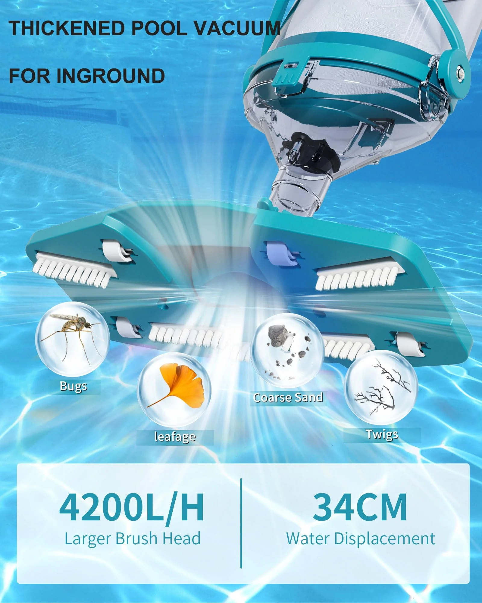 Cordless Pool Vacuum for Above Ground Pool 19.5 GPM,All Angle&LED Display,Handheld Rechargeable Spa Vacuum Cleaner for Inground Pools for Hot Tub, Leaves,Debris,Shallow Steps - Image 8