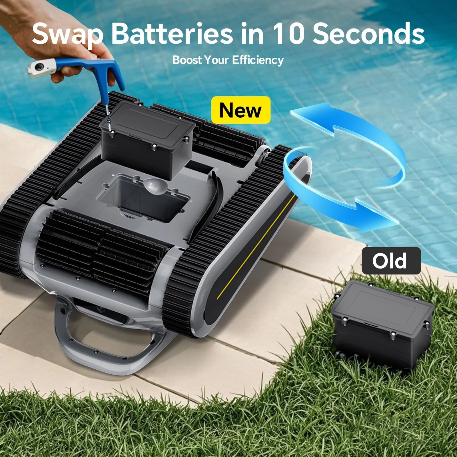 Cordless Robotic Pool Cleaner -Pool Vacuum 180W Brushless Motor, 45,000Pa Suction, Wall Climbing, Sonar Navigation, 3 Modes Automatic Pool Robot for Inground & Above-Ground Pools Up to 2150 Sq. Ft. - Image 3