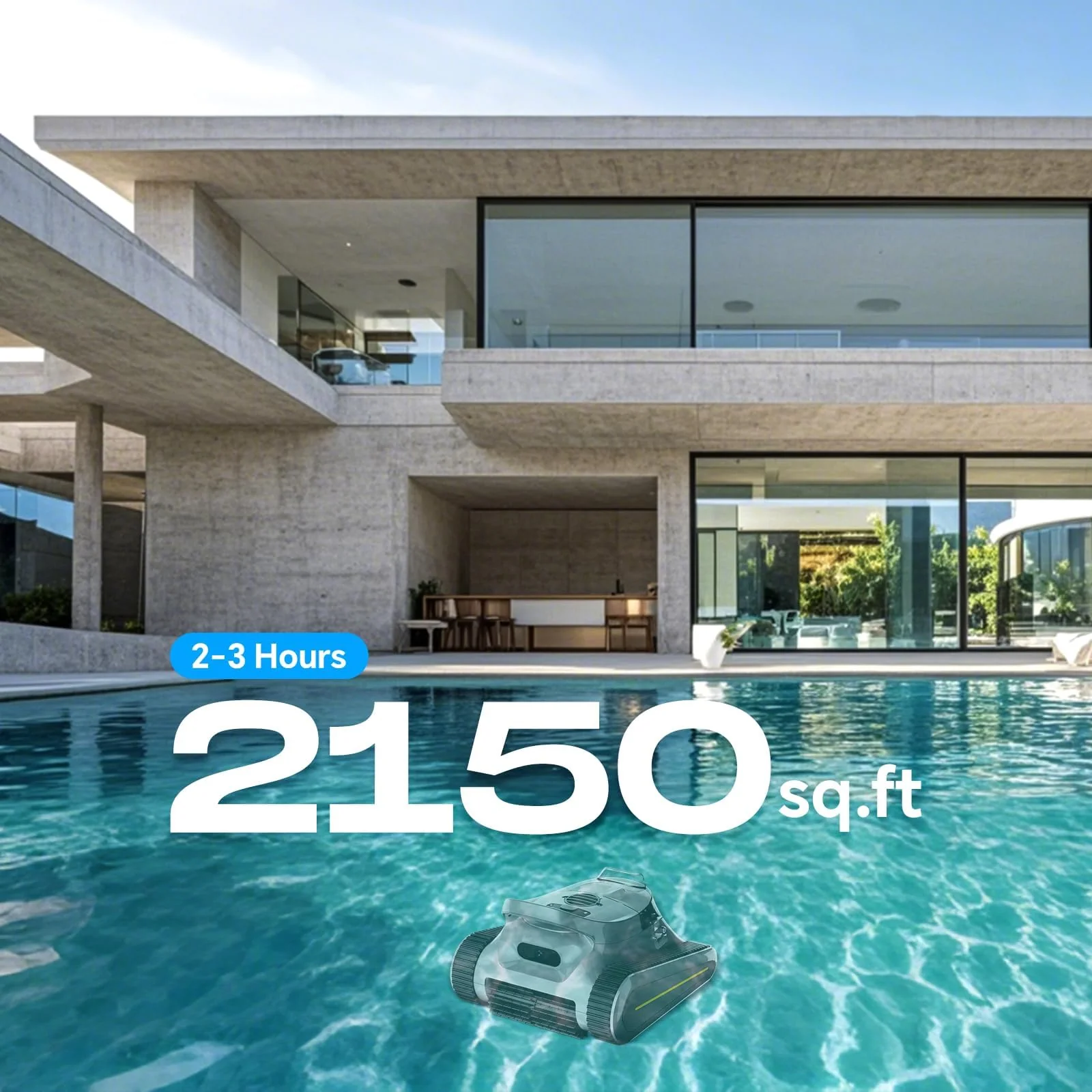 Cordless Robotic Pool Cleaner -Pool Vacuum 180W Brushless Motor, 45,000Pa Suction, Wall Climbing, Sonar Navigation, 3 Modes Automatic Pool Robot for Inground & Above-Ground Pools Up to 2150 Sq. Ft. - Image 6