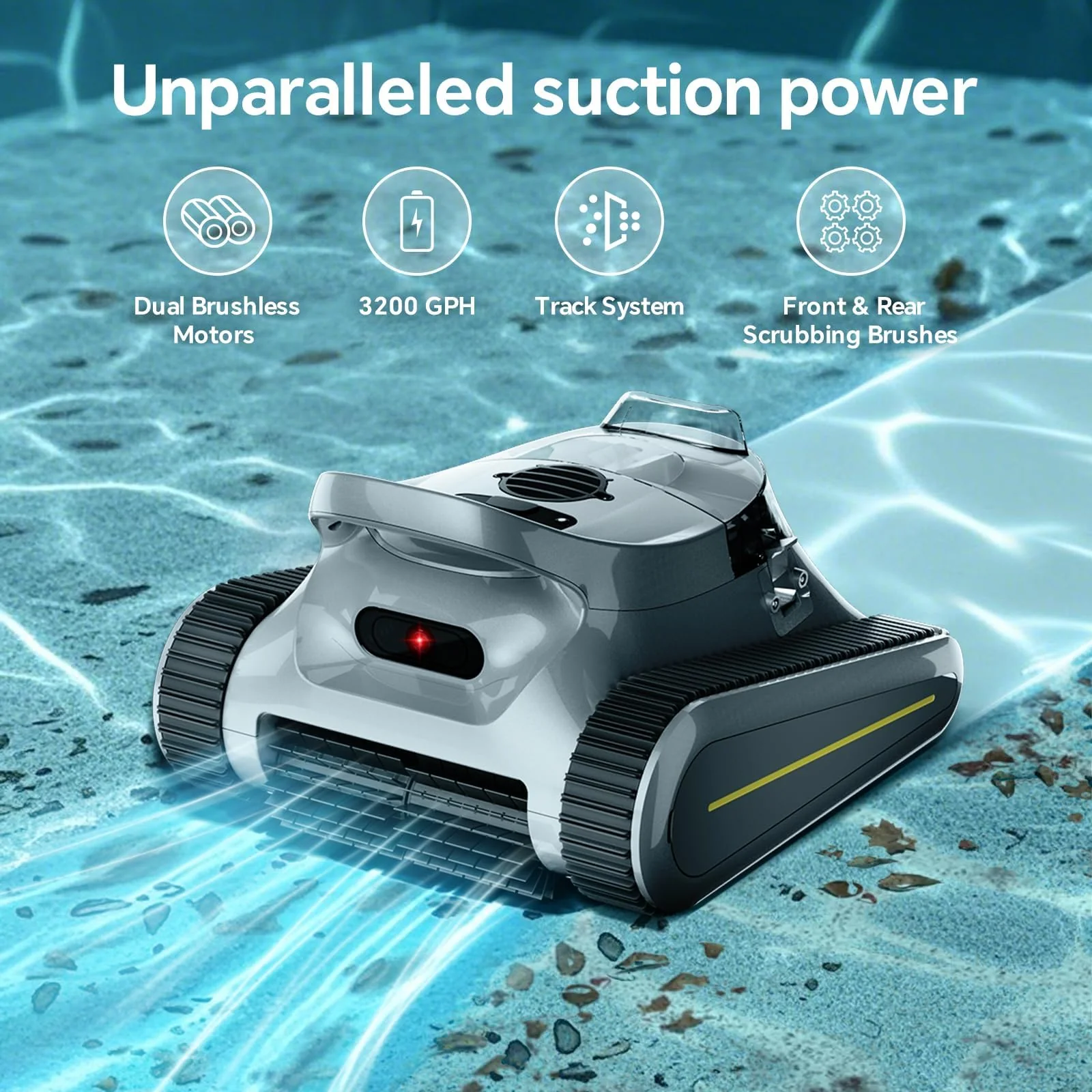 Cordless Robotic Pool Cleaner -Pool Vacuum 180W Brushless Motor, 45,000Pa Suction, Wall Climbing, Sonar Navigation, 3 Modes Automatic Pool Robot for Inground & Above-Ground Pools Up to 2150 Sq. Ft. - Image 7