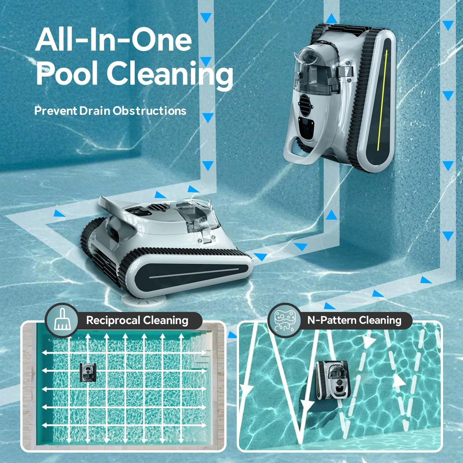 Cordless Robotic Pool Cleaner -Pool Vacuum 180W Brushless Motor, 45,000Pa Suction, Wall Climbing, Sonar Navigation, 3 Modes Automatic Pool Robot for Inground & Above-Ground Pools Up to 2150 Sq. Ft. - Image 8