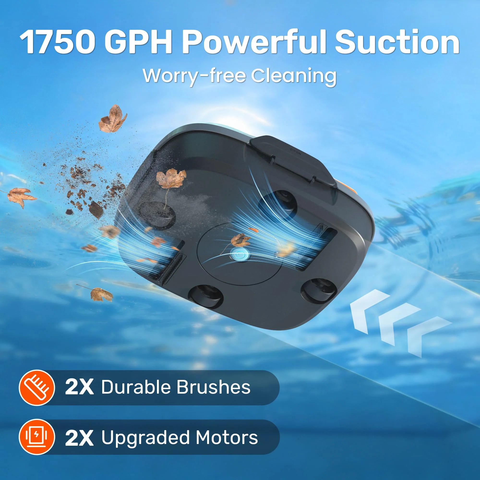 Cordless Robotic Pool Cleaner, Pool Vacuum for Above Ground Pool Lasts 90 Min, Portable, Self-Parking, Ideal for Pools up to 860 sq.ft - Image 9