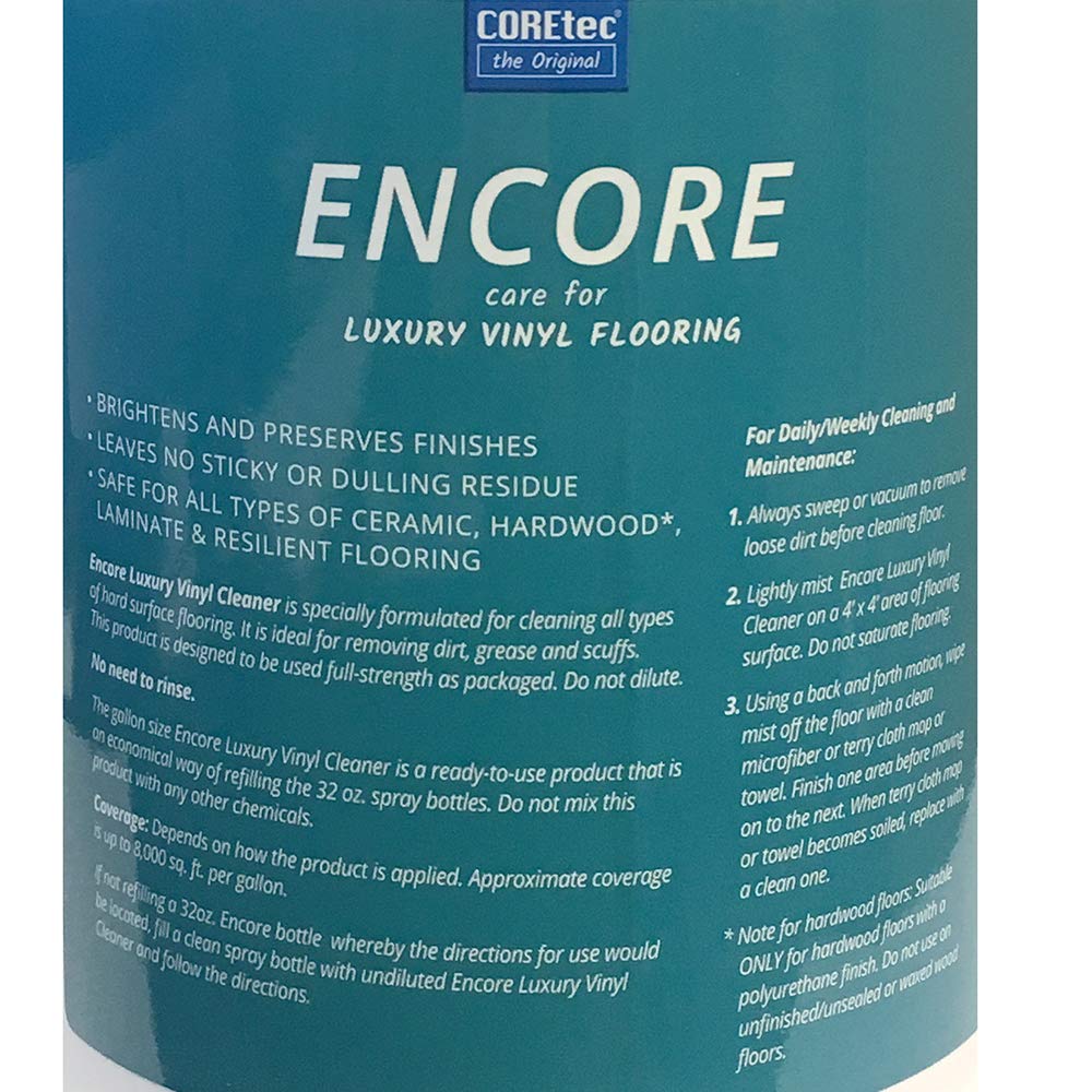 COREtec ENCORE 03Z77 Floor Cleaner Care for Luxury Vinyl Flooring Ready To Use 1 Gallon Refill - Image 2