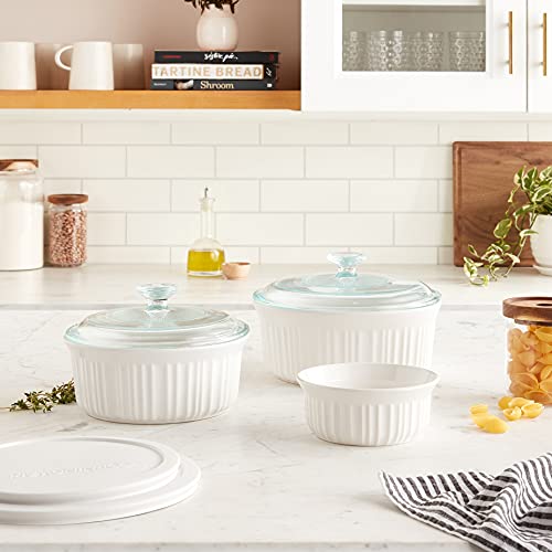 CorningWare French White 7-Pc Ceramic Bakeware Set with Lids Chip and Crack Resistant Stoneware Baking Dish, Microwave, Dishwasher, Oven, Freezer and Fridge Safe - Image 2