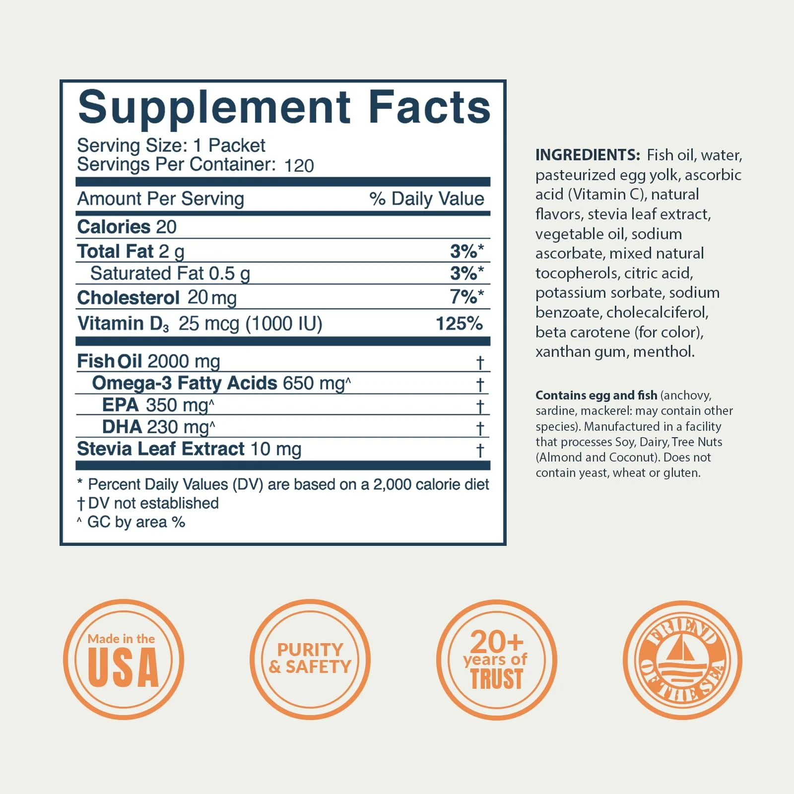 Coromega Kids Omega 3 Fish Oil Supplement, 650mg of Omega-3s, Tropical Orange + Vitamin D, 120 Single Serve Squeeze Packets - Image 7
