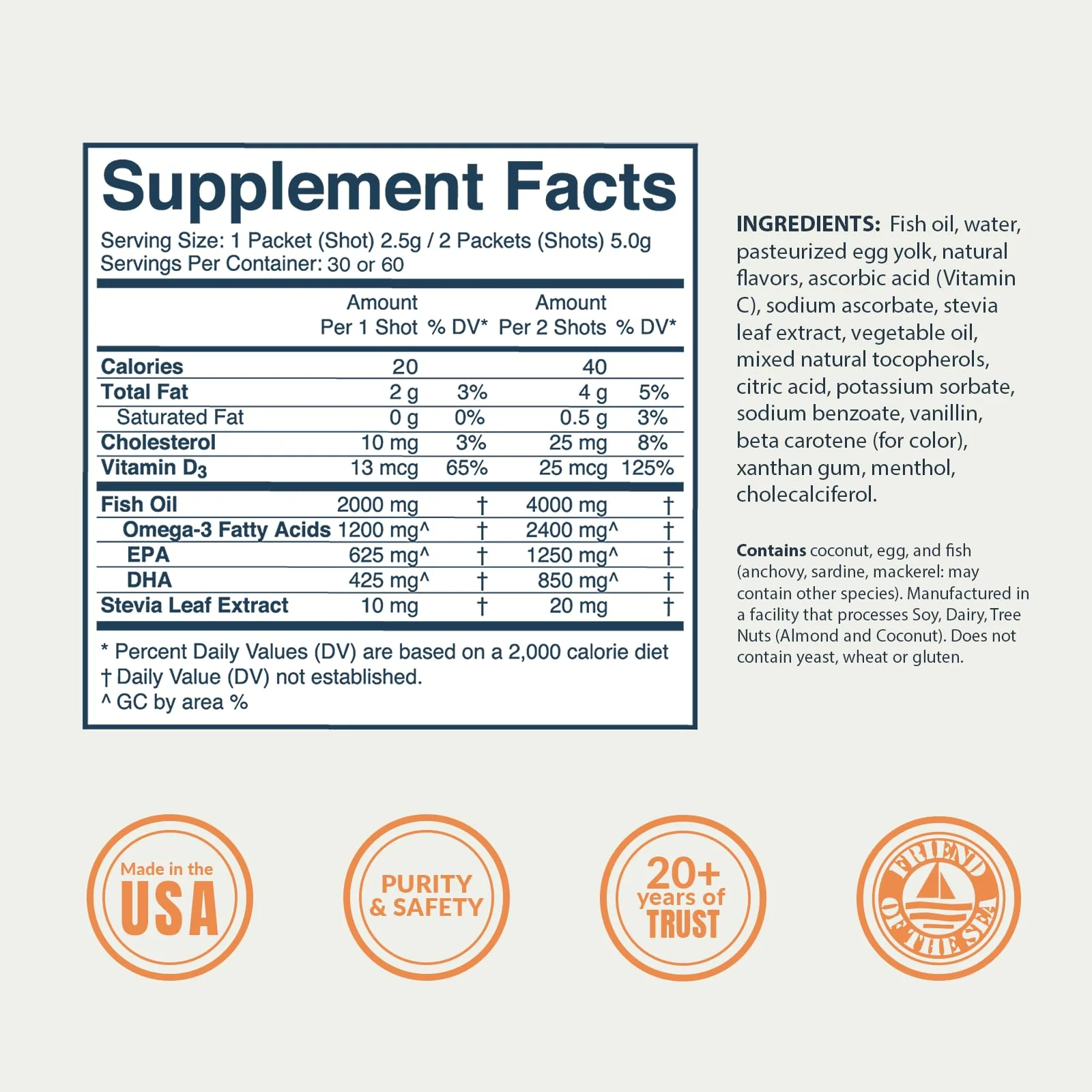 Coromega MAX 2400mg Omega-3 Fish Oil + Vitamin D Squeeze Packets, Wild-Caught, No Fishy Taste - 3X Better Absorption Than Softgels, Supports Brain & Heart Health (60 Servings, Citrus Burst) - Image 7