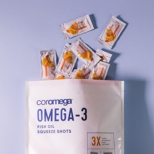 Coromega Omega 3 Fish Oil Supplement, 650mg of Omega-3s with 3X Better Absorption Than Softgels, Orange Flavor, 120 Single Serve Squeeze Packets - Image 6