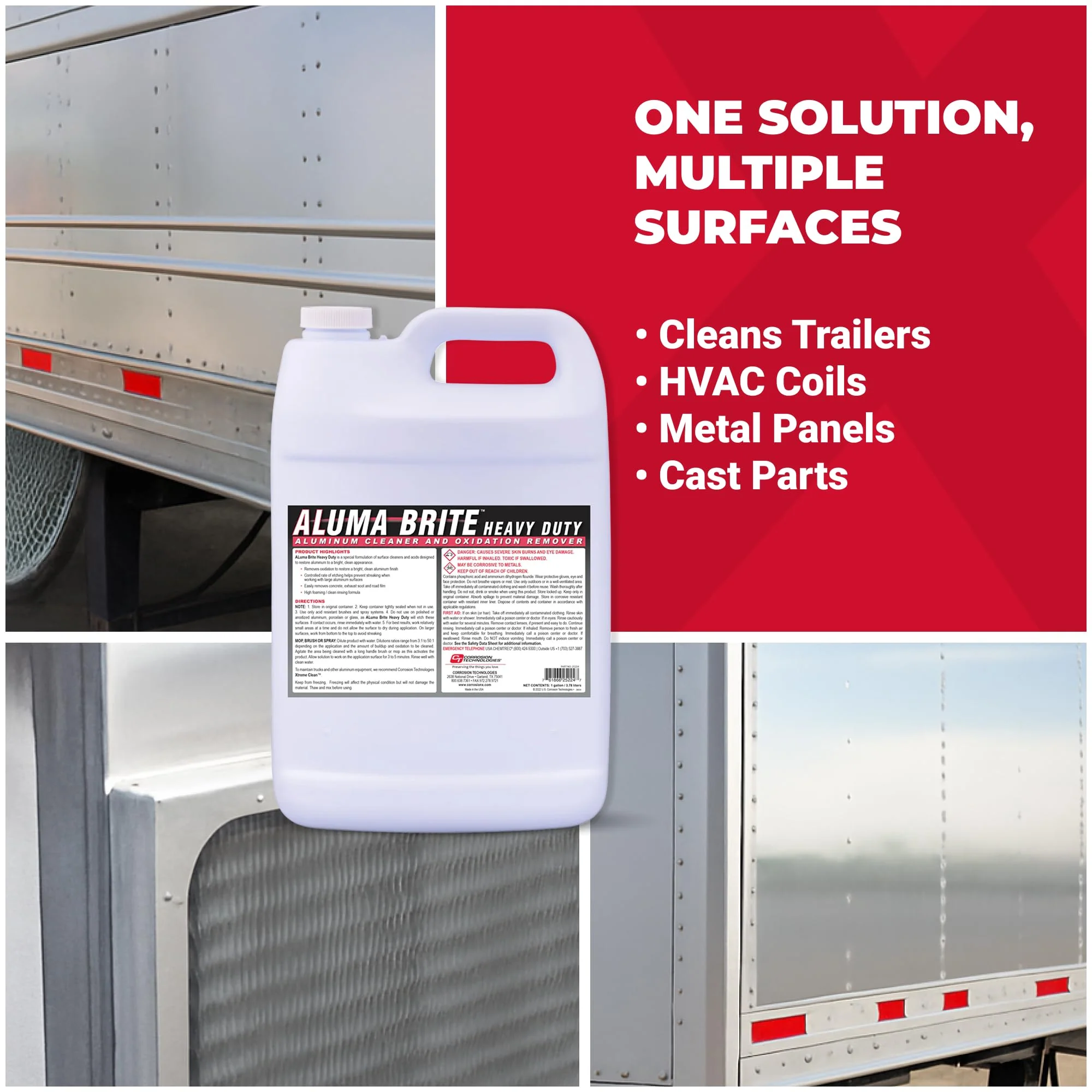 Corrosion Technologies ALuma Brite Heavy Duty Aluminum Cleaner, Industrial Brightener for Oxidation Removal, Concrete and Soot Residue, Commercial-Grade, High Foaming Rinse-Free Formula, 1 Gallon - Image 2