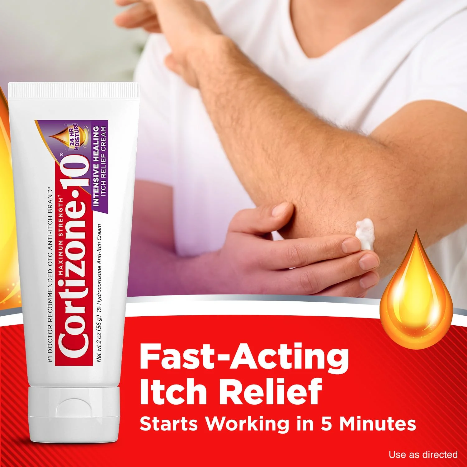 Cortizone-10 Maximum Strength Intensive Healing Itch Relief Cream, 1% Hydrocortisone, Fast-Acting, Anti-Itch Cream for Bug Bites, Rash, Eczema, Psoriasis, Poison Ivy, Oak, Sumac & More, 2 oz, 4 pack - Image 3