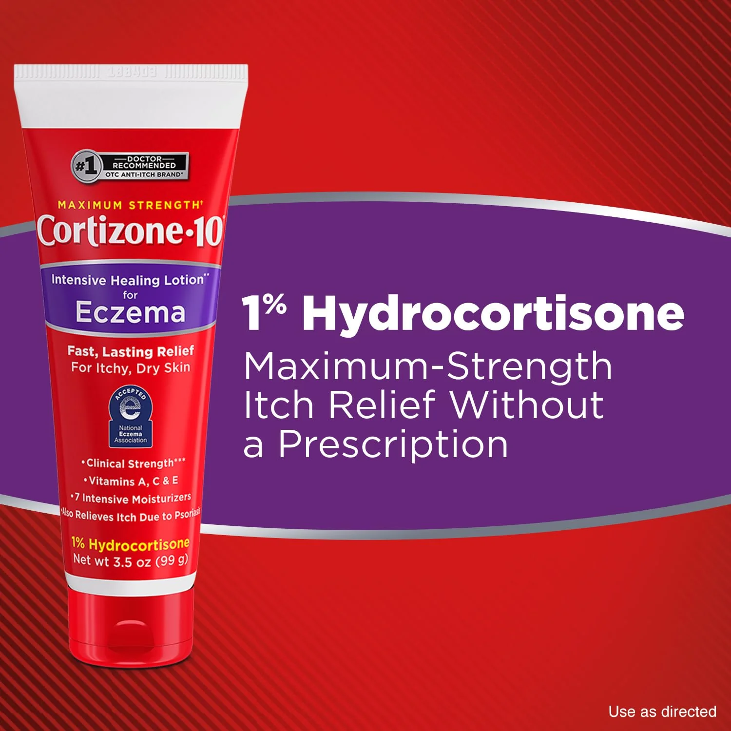 Cortizone-10 Maximum Strength Intensive Healing Itch Relief Lotion for Eczema, 1% Hydrocortisone, Fast-Acting, Anti-Itch Cream for Minor Skin Irritations, Rashes and Inflammation Due to Eczema, 3.5 oz - Image 4