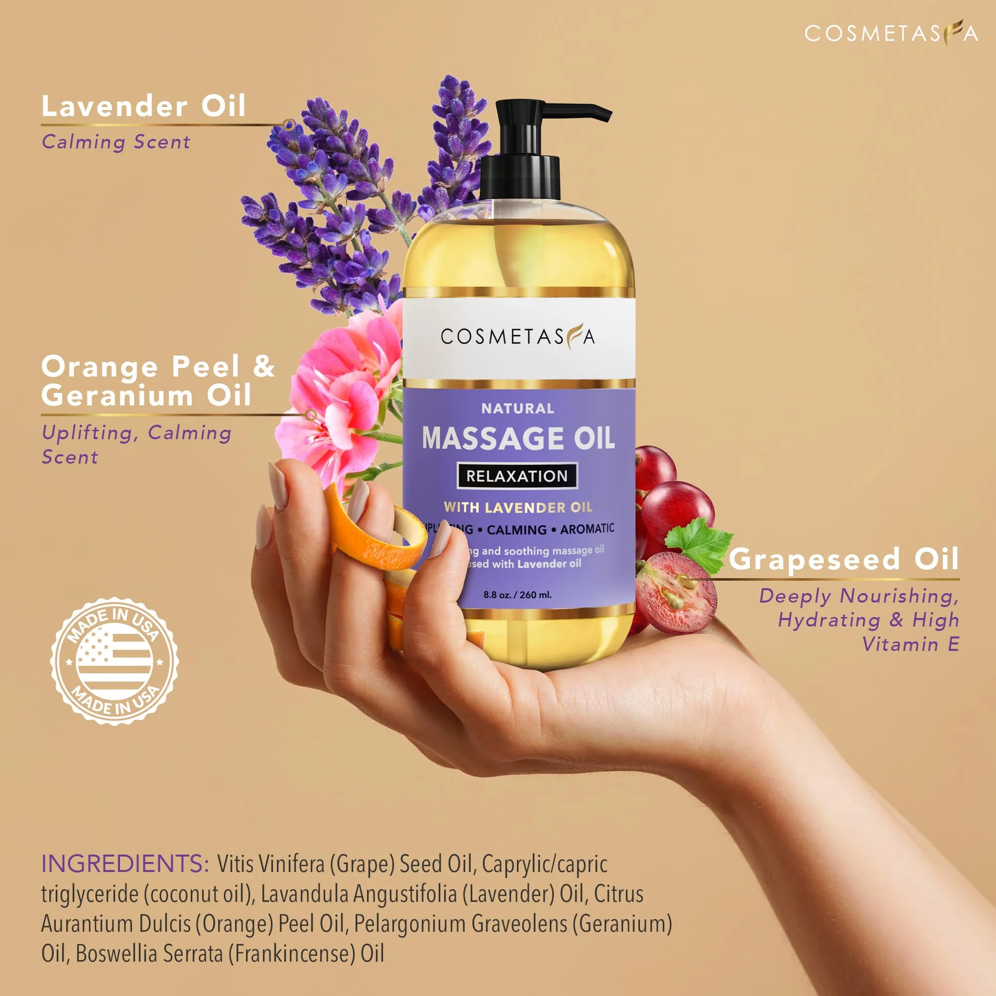 Cosmetasa Luxury Spa Treatment Gift Set - Relaxation, Nourish and Sore Muscle Massage Oil with Hot Stones, Roller Ball and Thumb Saver Massage Tools - Image 3