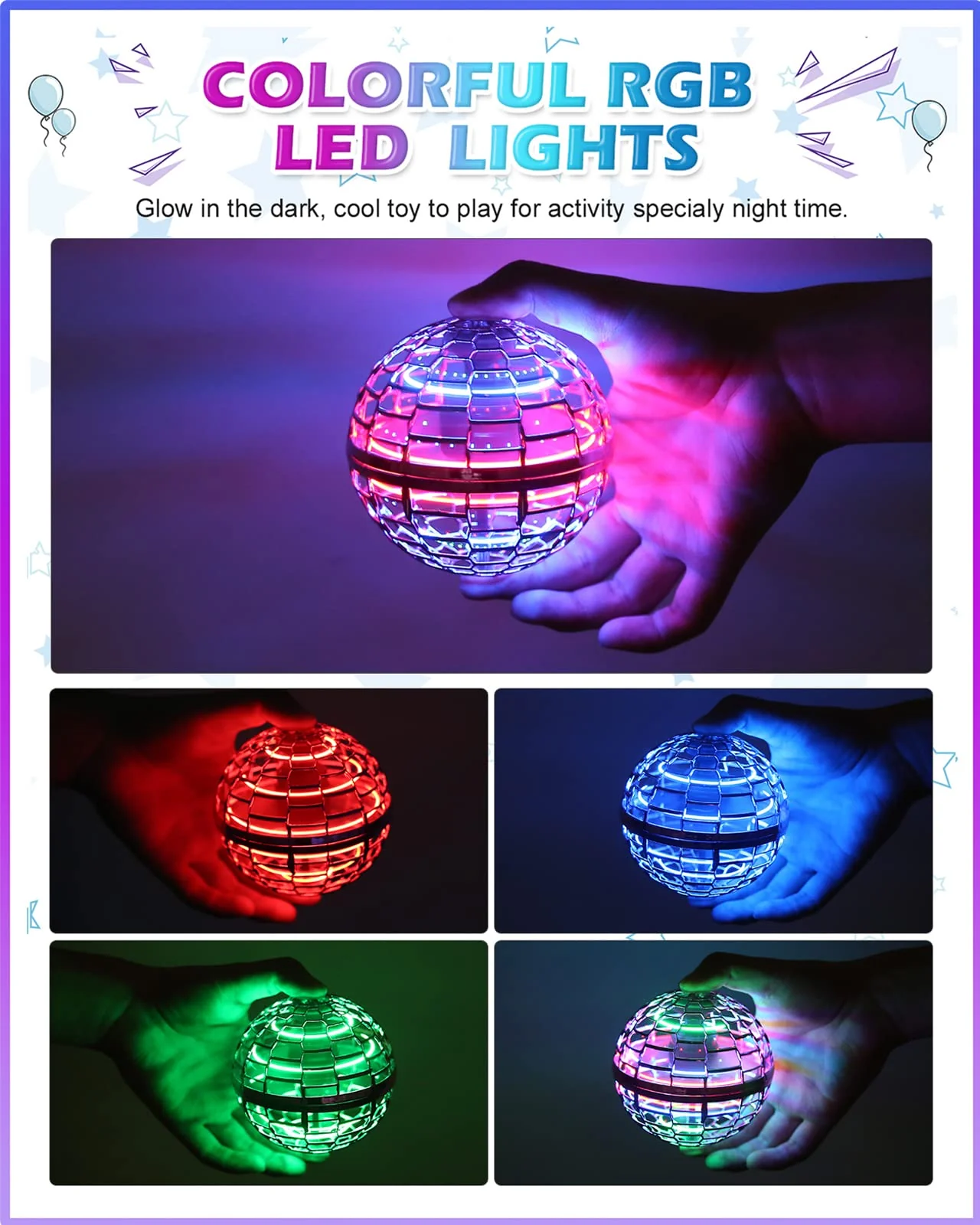Cosmic Fly Ball 2025 Flying Orb Ball with Lights,UFO Hand Operated Mini Drone for Kid,Galactic Fidget Spinner Boomerang Hover Balls,Christmas Birthday Gifts Toy for 6 7 8 9 10+ Year Old Boy Girl Teens - Image 8