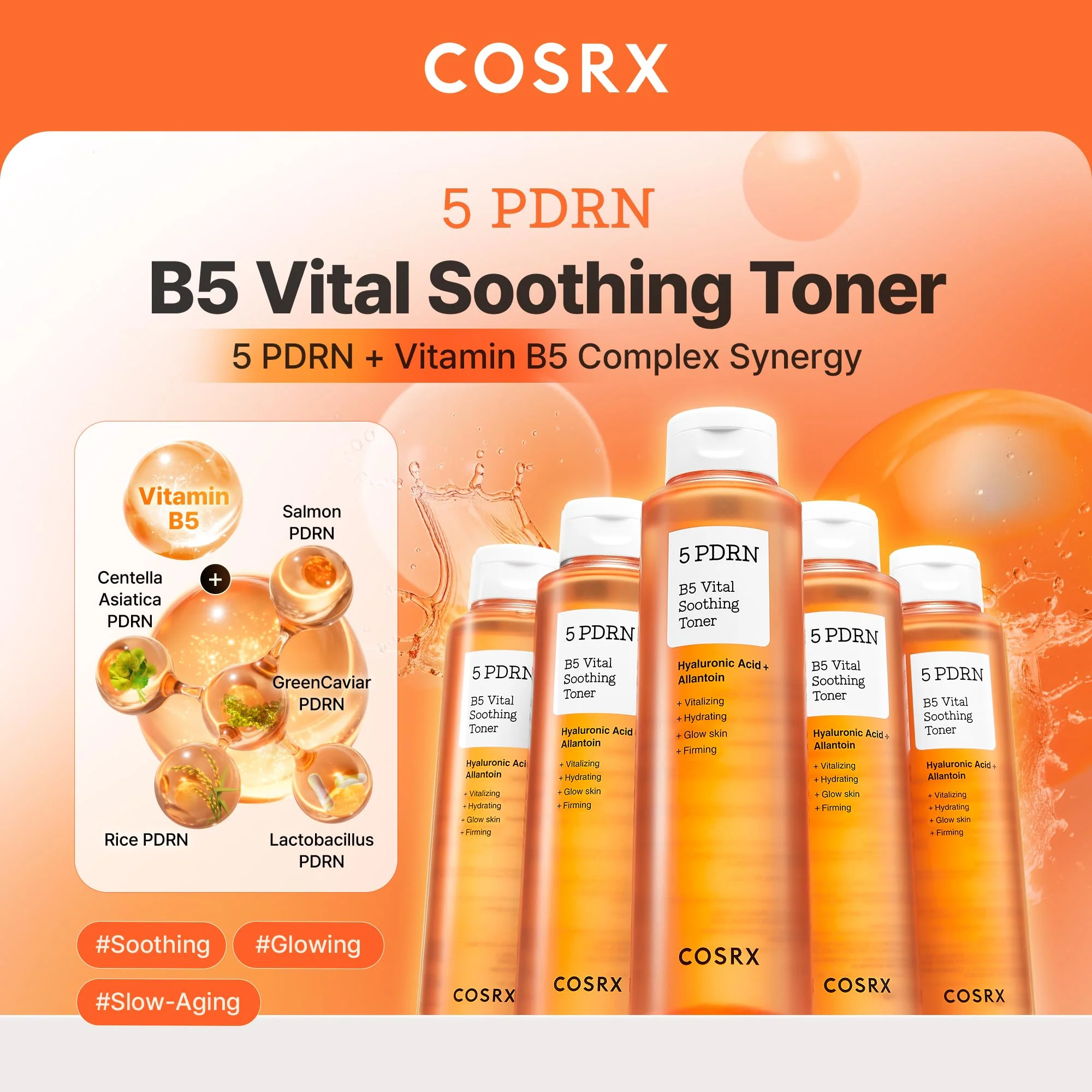 COSRX 5 PDRN B5 Vital Soothing Toner - Korean Toner for Rejuvenating & Soothing Skin with Salmon DNA, Centella, Lactobacillus PDRN & Panthenol, Korean Skin Care (280ml/9.46 fl.oz.) - Image 9
