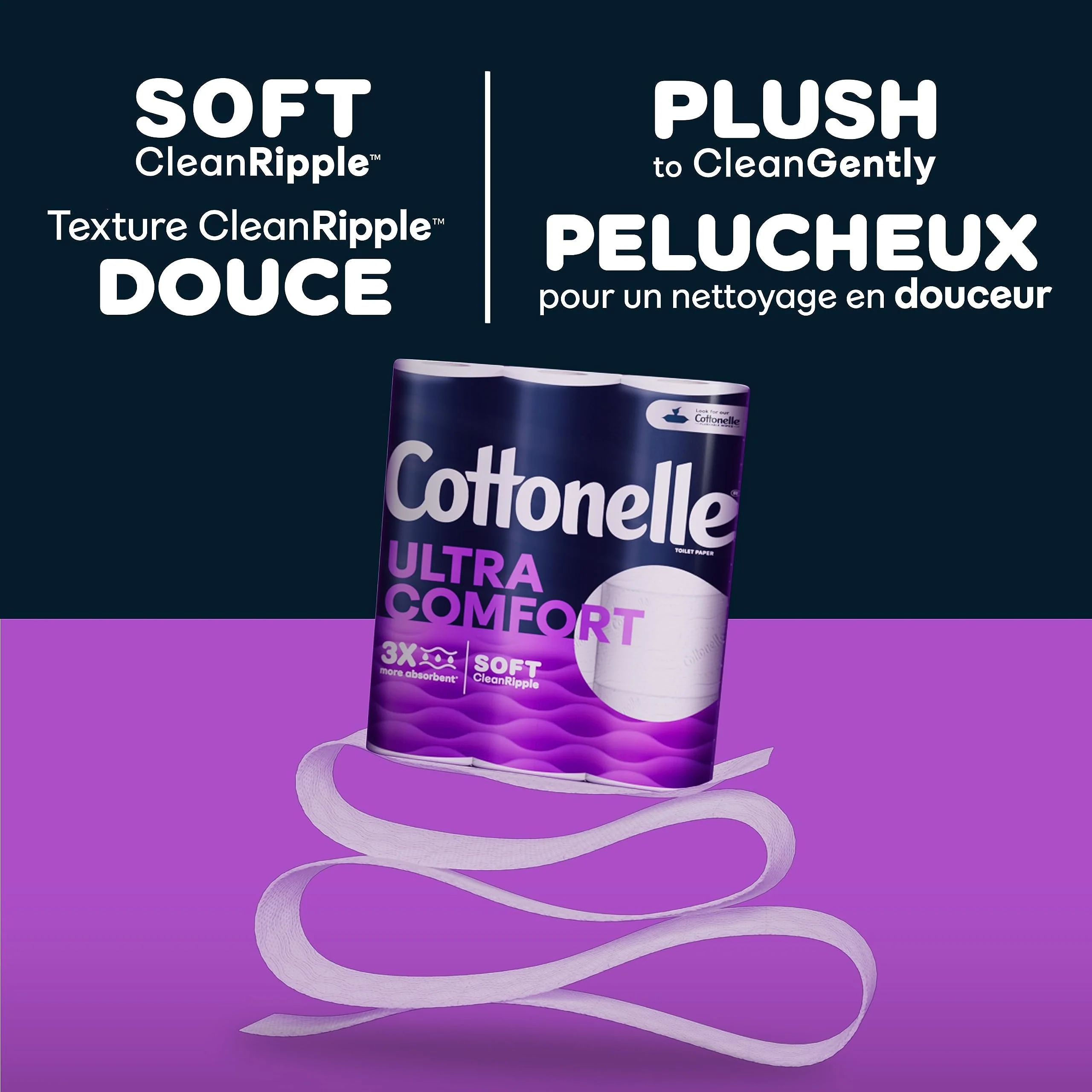 Cottonelle® UltraComfort Toilet Tissue, 3" x 3-7/8", White, 268 Sheets Per Roll, Pack Of 12 Rolls - Image 9