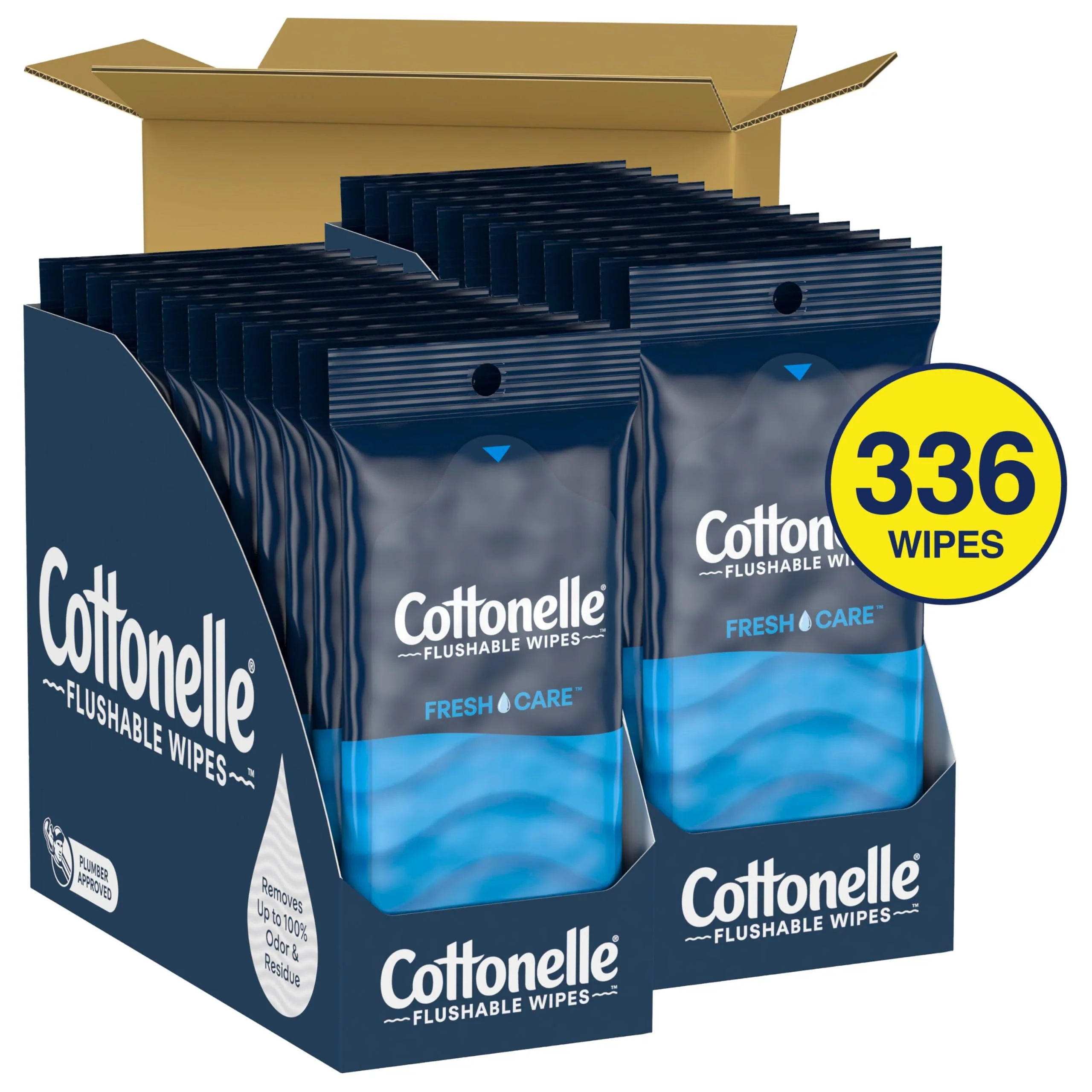 Cottonelle Fresh Care On-The-Go Flushable Wet Wipes, Adult Wet Wipes, 24 On-The-Go Pack, 14 Wipes Per Pack (336 Total Wipes), Packaging May Vary - Image 10
