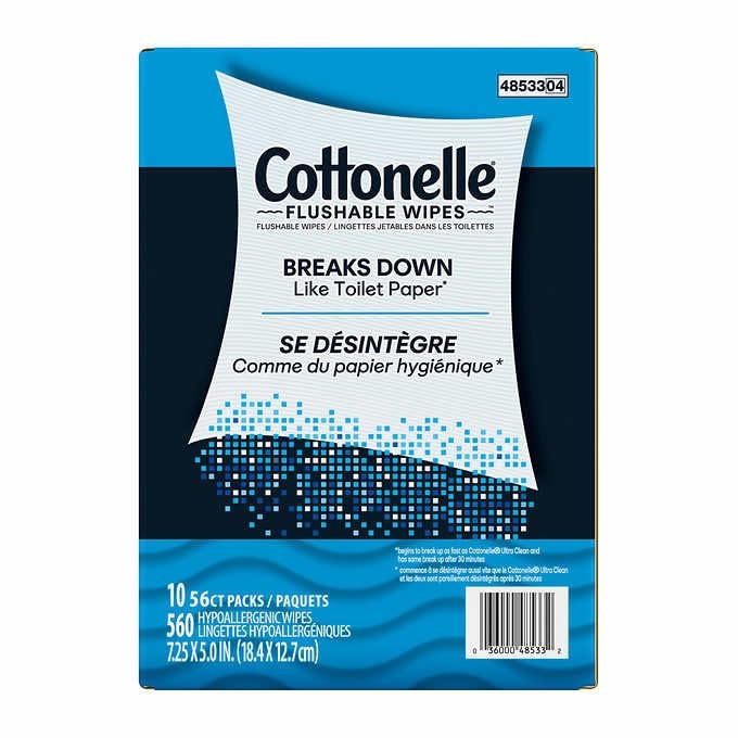 Cottonelle Freshfeel Flushable Wet Wipes - One Box of 560 Wipes (10 Packs of 56 Pieces) - Image 4