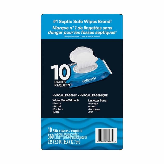 Cottonelle Freshfeel Flushable Wet Wipes - One Box of 560 Wipes (10 Packs of 56 Pieces) - Image 5