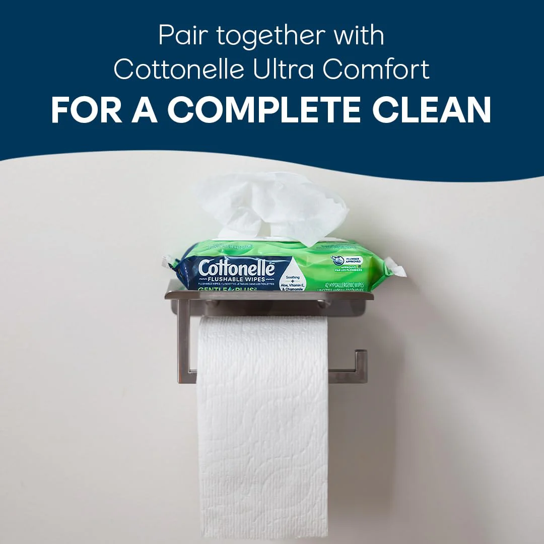 Cottonelle GentlePlus Flushable Wet Wipes with Aloe & Vitamin E, 2 Refill Packs, 168 Wipes Per Pack (336 Total), Packaging May Vary - Image 2