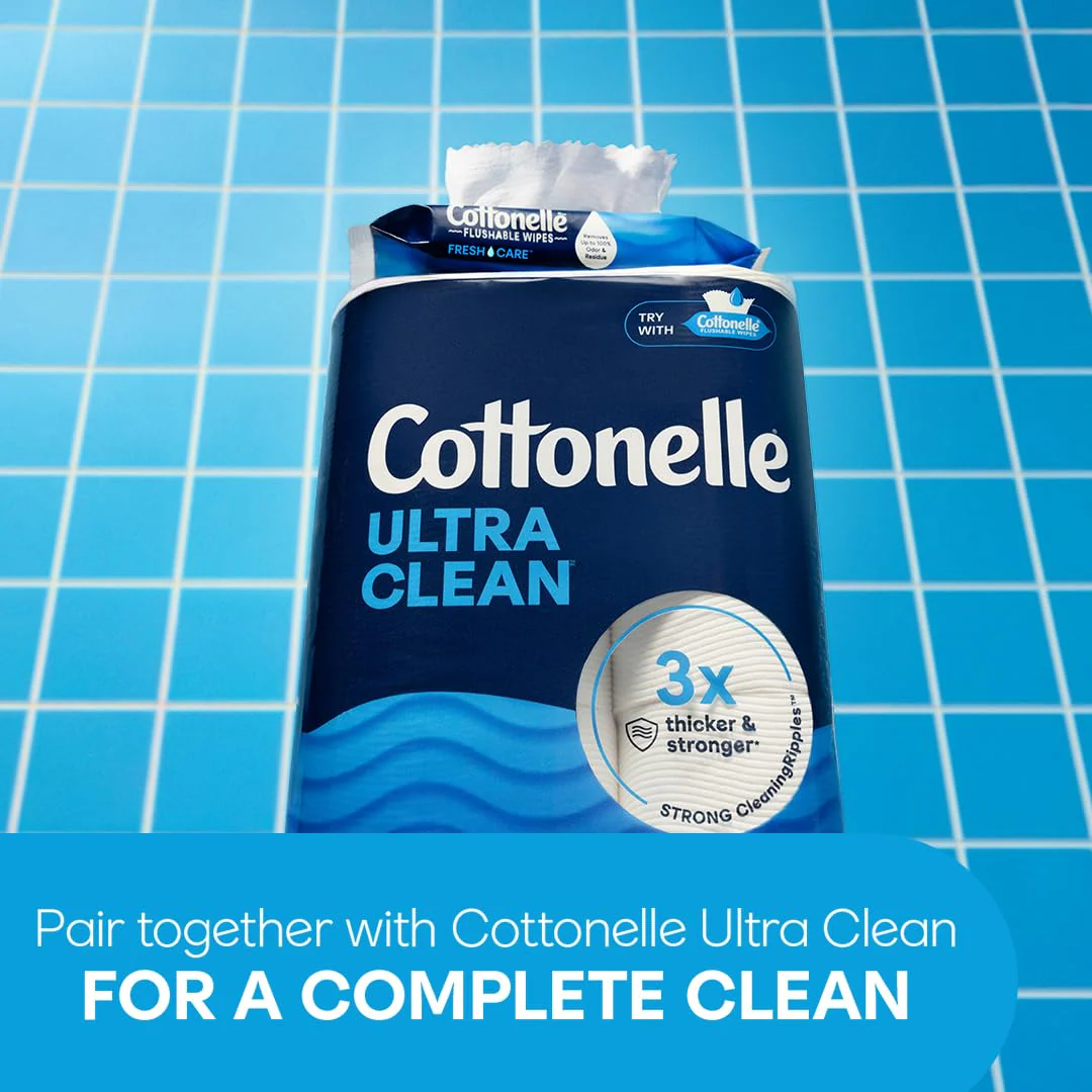 Cottonelle Ultra Clean Toilet Paper with Active CleaningRipples Texture, Strong Bath Tissue, 12 Family Mega Rolls = 66 Regular Rolls - Image 7