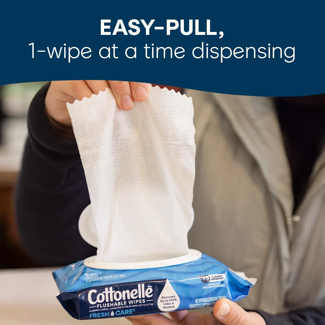 Cottonelle XL Flushable Wet Wipes, Adult Wipes Large, 8 Flip-Top Packs, 45 Wipes Per Pack (360 Total Wipes), Packaging May Vary - Image 3
