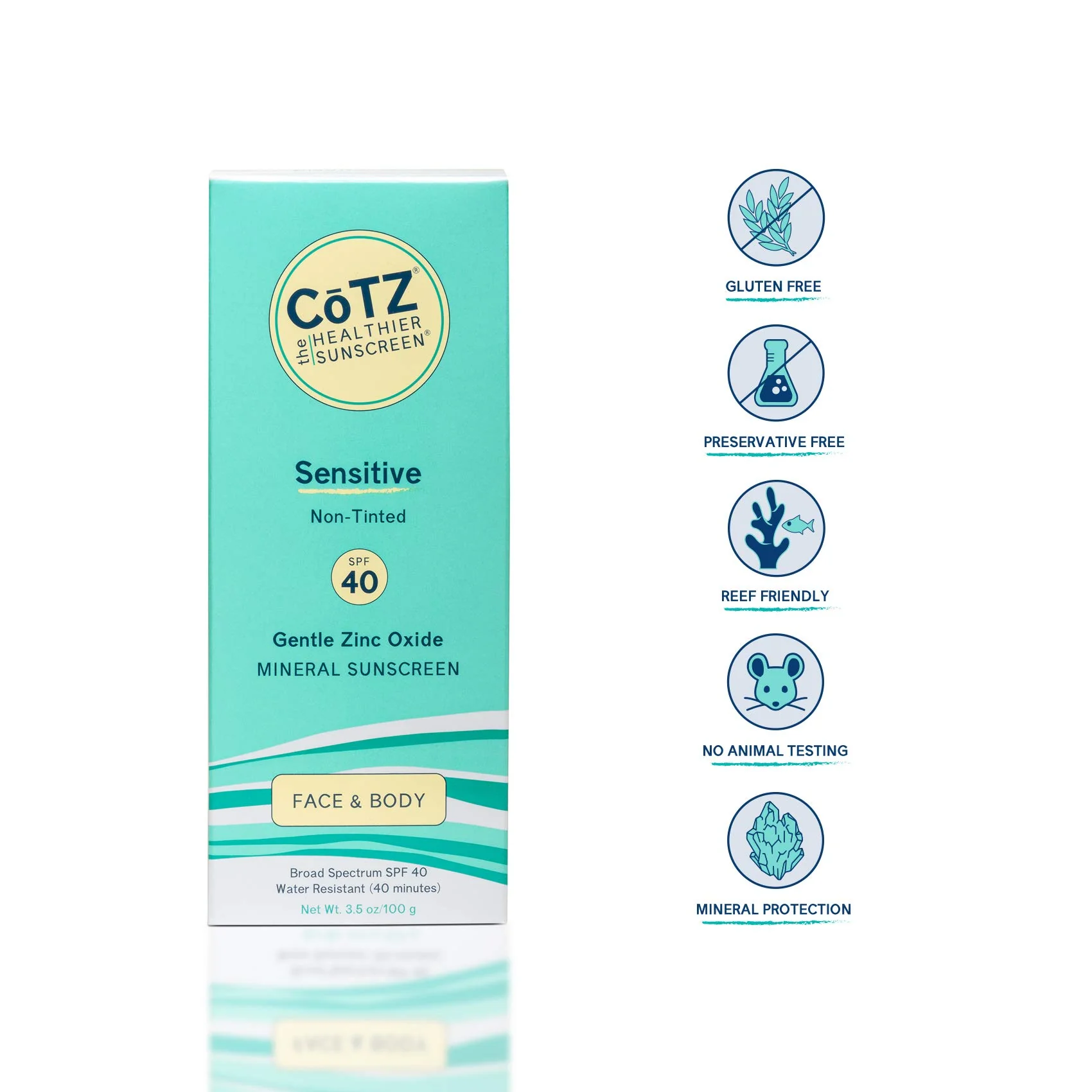 COTZ Sensitive Non-Tinted Zinc Oxide Mineral Sunscreen for Body and Face; Broad Spectrum SPF 40; 3.5 oz / 100 g - Image 10