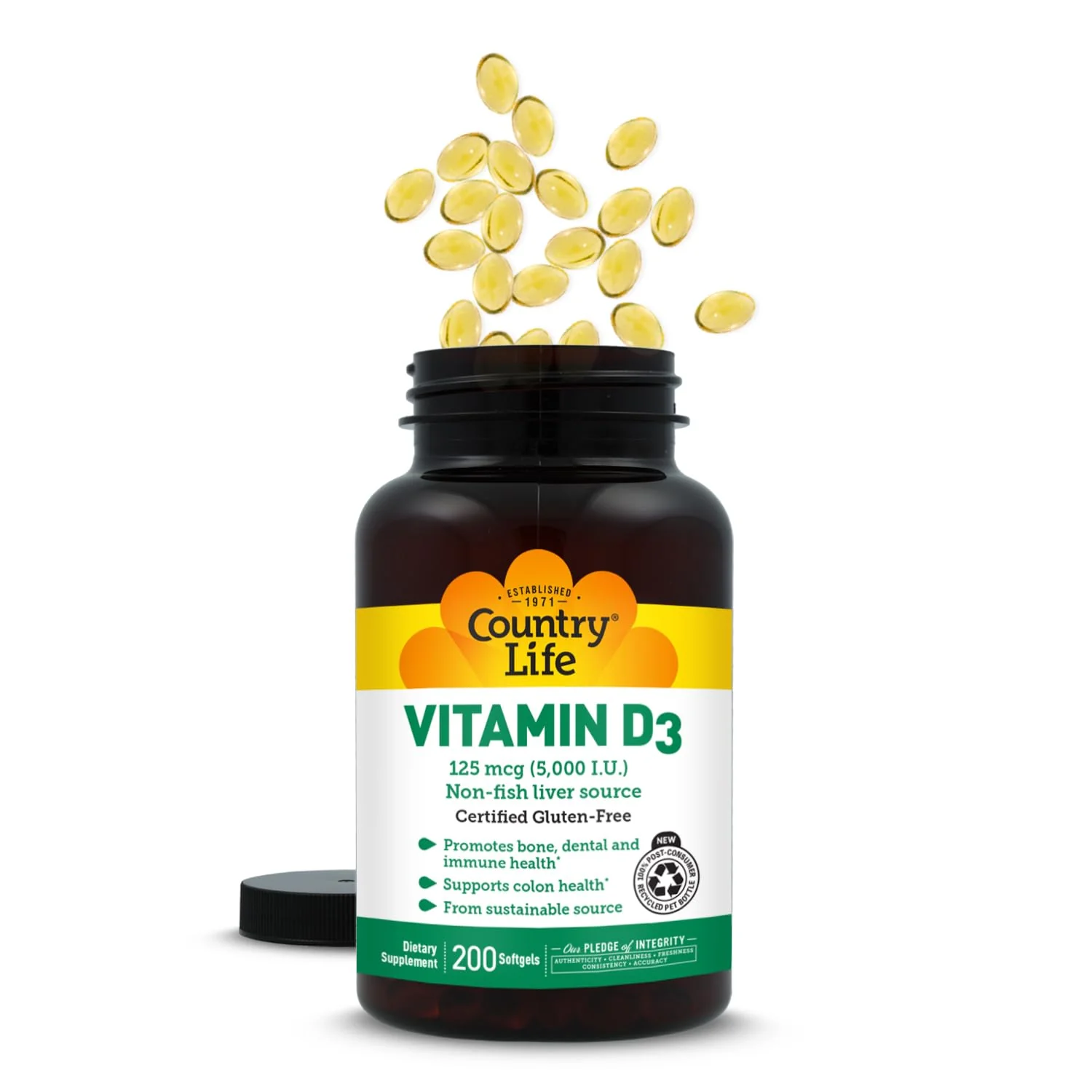 Country Life Vitamin D3 5000 IU for Immune and Bone Health, Calcium Absorption, and Colon Health - Sustainable Source from Lanolin, Available in Various Strengths - Image 2