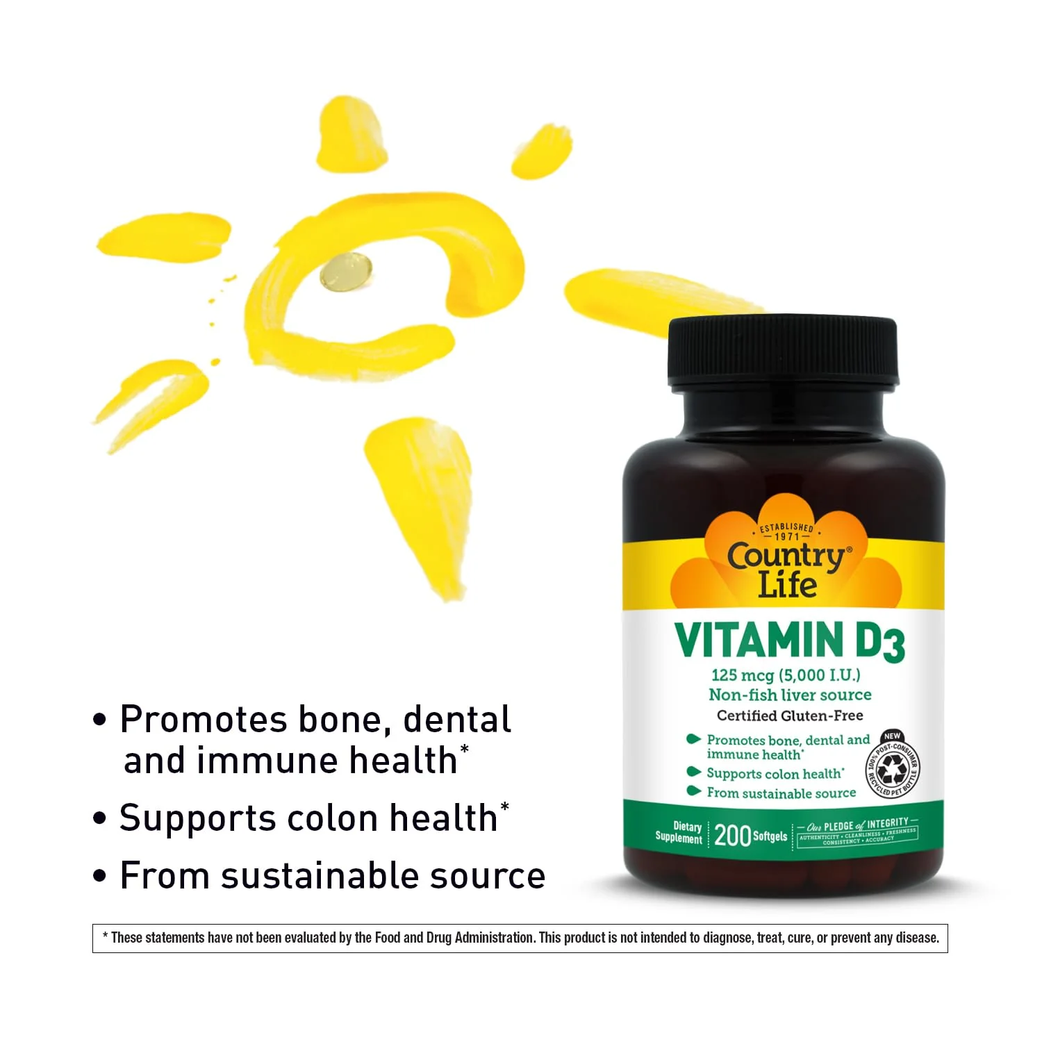 Country Life Vitamin D3 5000 IU for Immune and Bone Health, Calcium Absorption, and Colon Health - Sustainable Source from Lanolin, Available in Various Strengths - Image 5