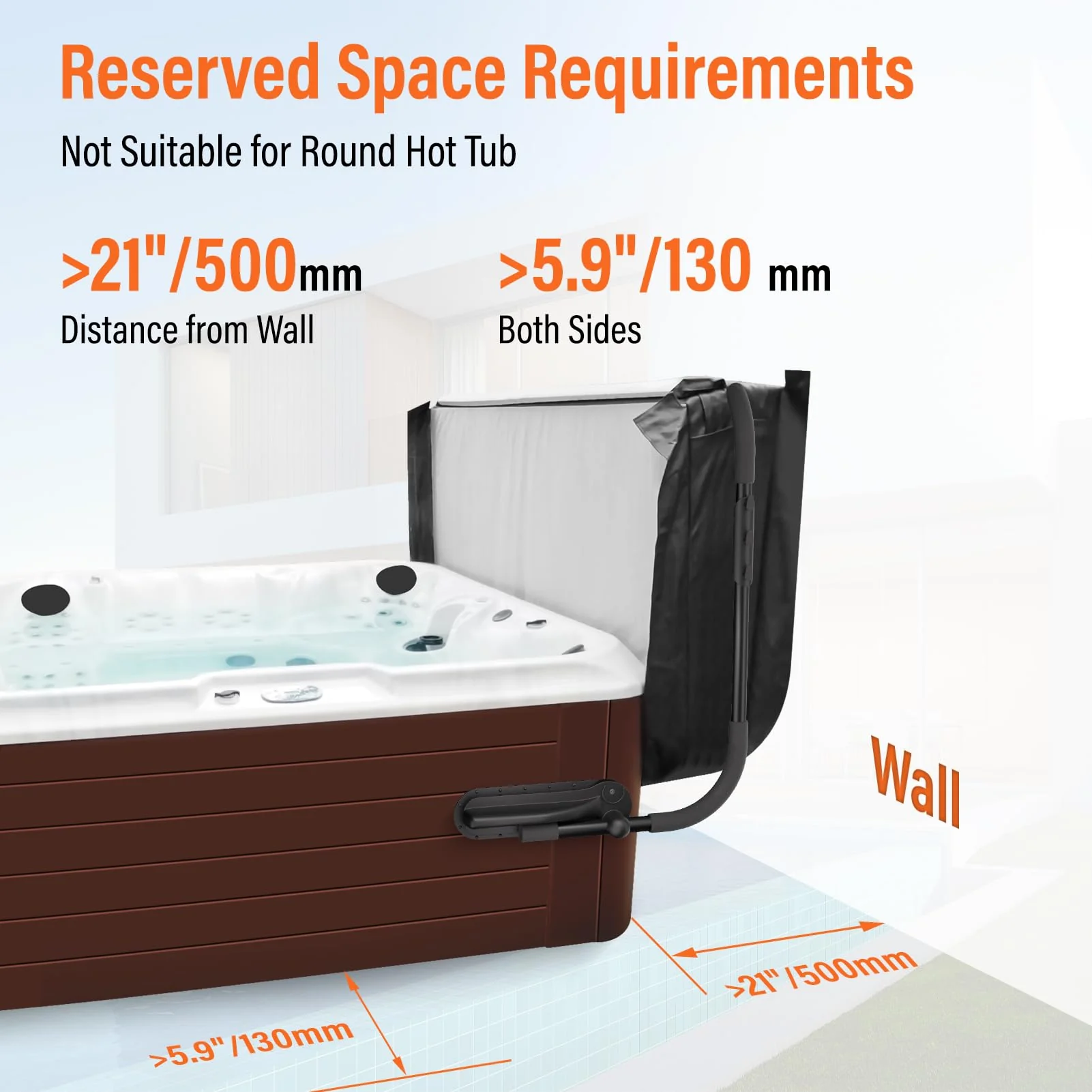 Cover Lifter, Hot Tub Cover Lifter,Pivot Top Mount Spa & Hot Tub Cover Lift Removal System Reinforced Brackets with 3 Hook Towel Rack,Fit for Most Spa Hot Tubs,Hot Tub Width Below 96" - Image 4