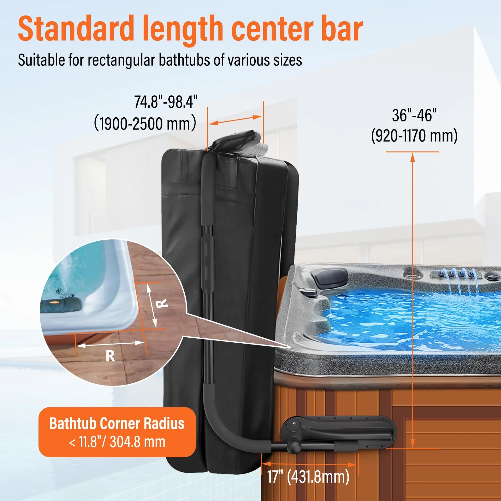 Cover Lifter, Hot Tub Cover Lifter,Pivot Top Mount Spa & Hot Tub Cover Lift Removal System Reinforced Brackets with 3 Hook Towel Rack,Fit for Most Spa Hot Tubs,Hot Tub Width Below 96" - Image 5