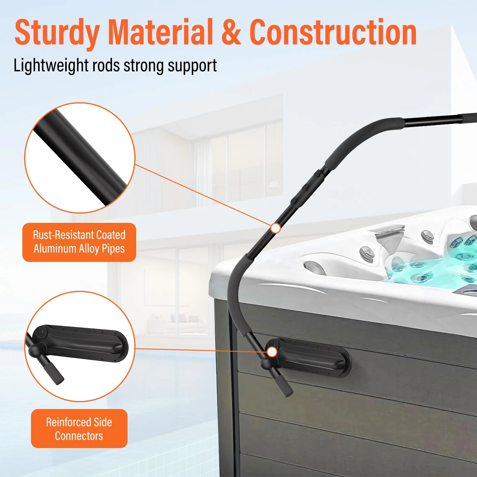 Cover Lifter, Hot Tub Cover Lifter,Pivot Top Mount Spa & Hot Tub Cover Lift Removal System Reinforced Brackets with 3 Hook Towel Rack,Fit for Most Spa Hot Tubs,Hot Tub Width Below 96" - Image 6