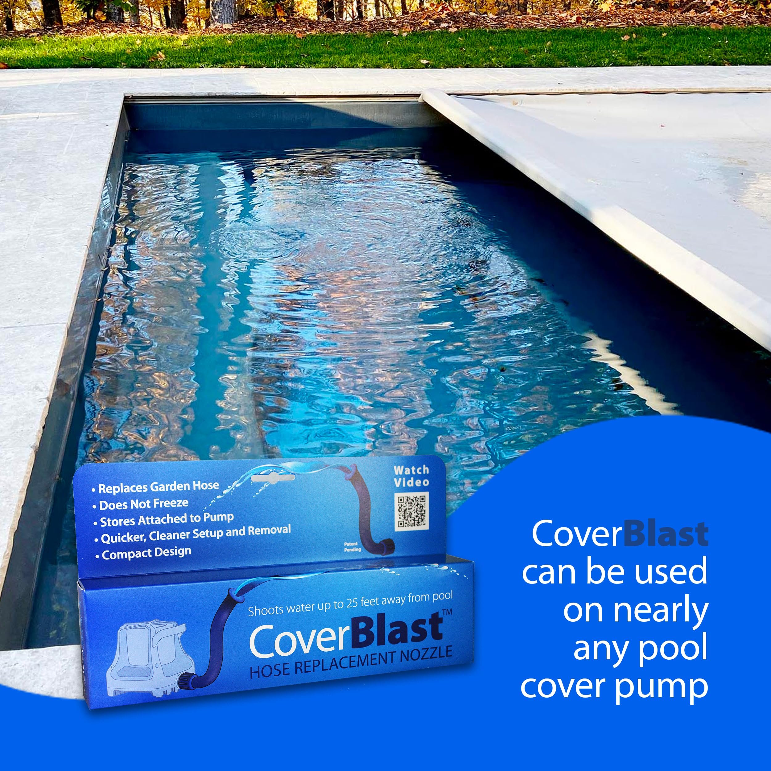 CoverBlast Pool Cover Pump Attachment - USA-Made & Patented Pool Cover Pump Hose Alternative w/ 25ft. Range - Easy-To-Install & Use Year-Round - Replaces Traditional Hoses, Eliminating Tripping Hazard - Image 3
