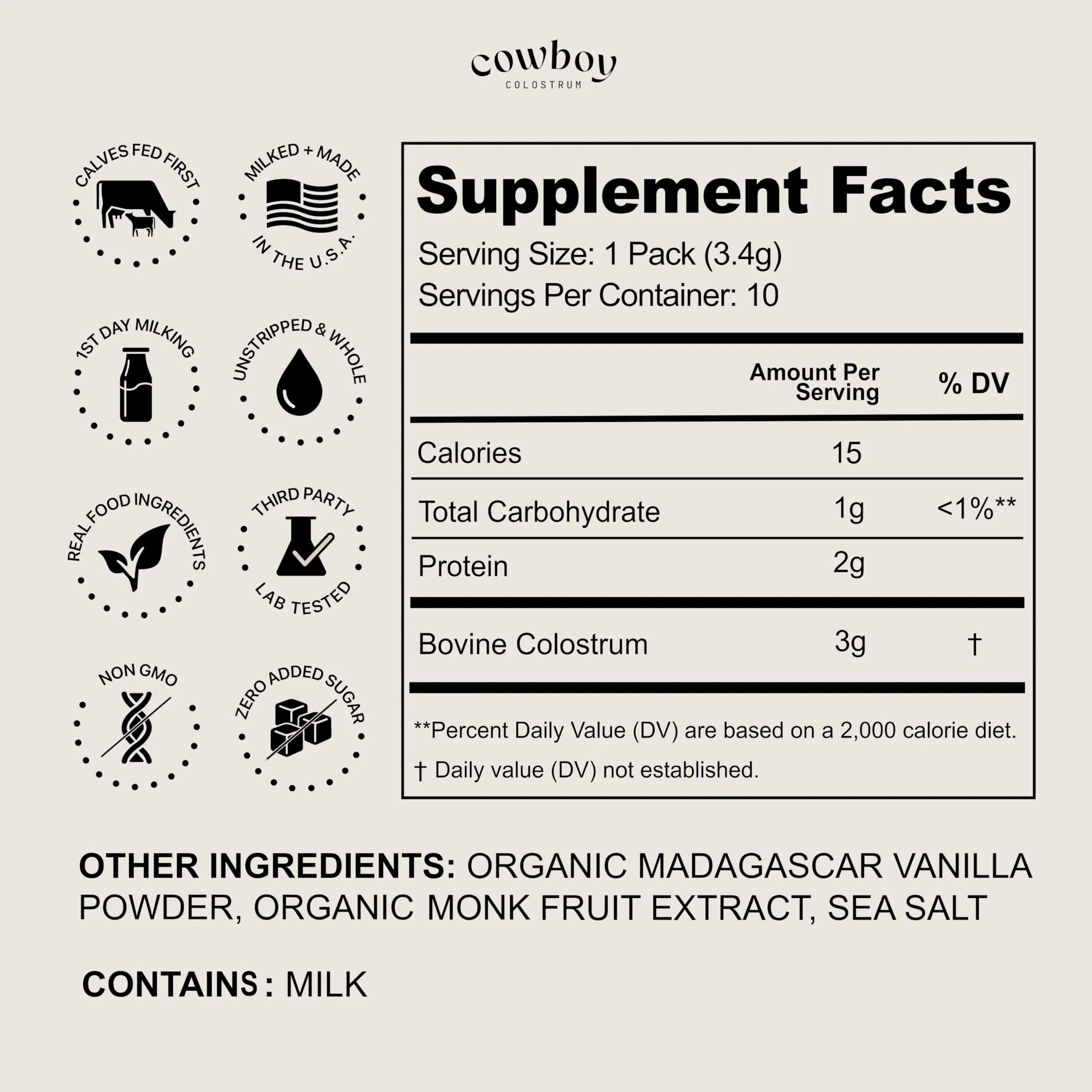 Cowboy - The Exclusive 1st Milking, Whole, Grass Fed Colostrum Supplement for Full Body Health - Bovine Colostrum Powder Packed w/Bioactive Nutrients (10 Travel Packs - Vanilla) - Image 6